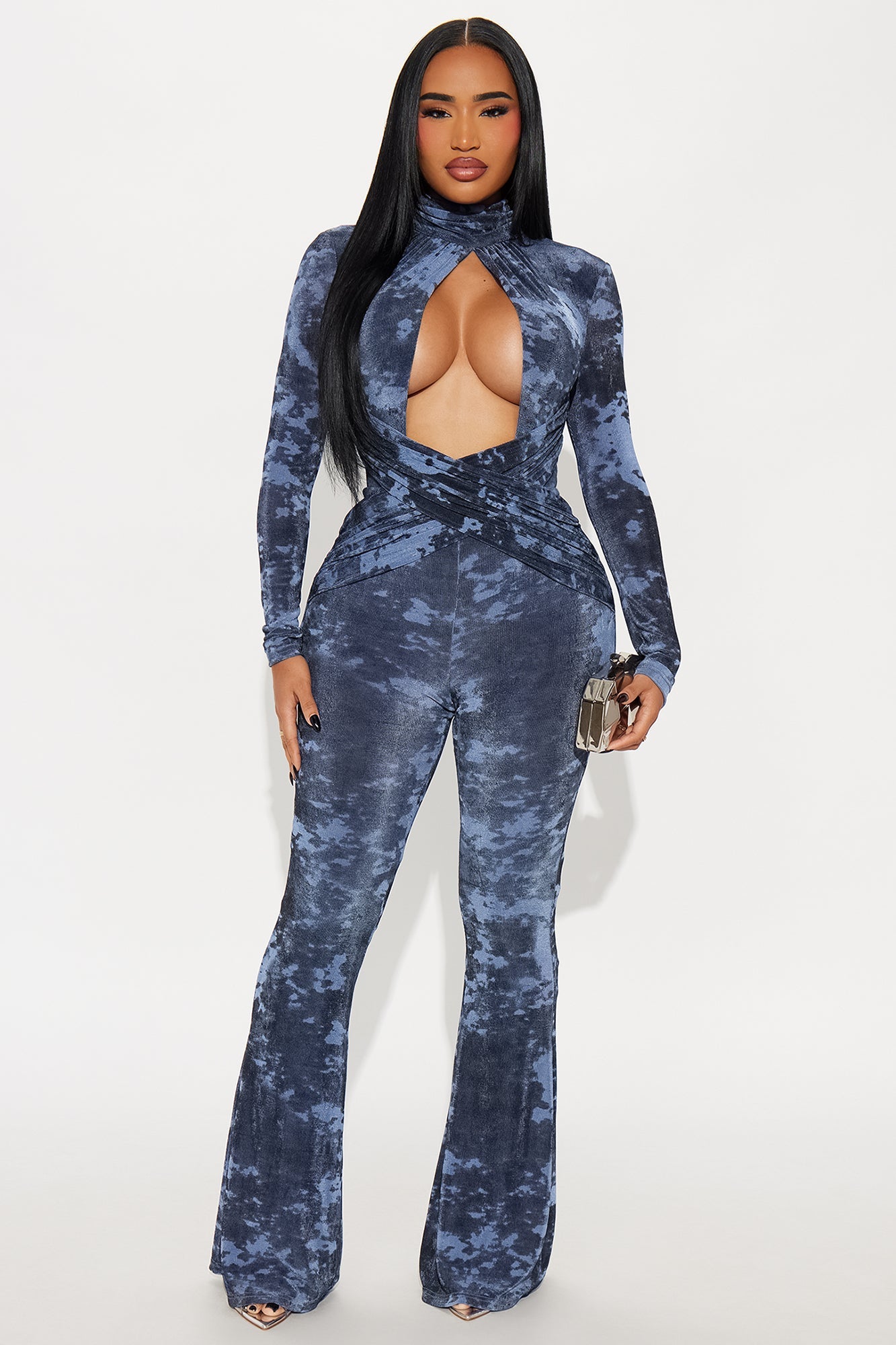 Violetta Flare Leg Jumpsuit - Blue/combo