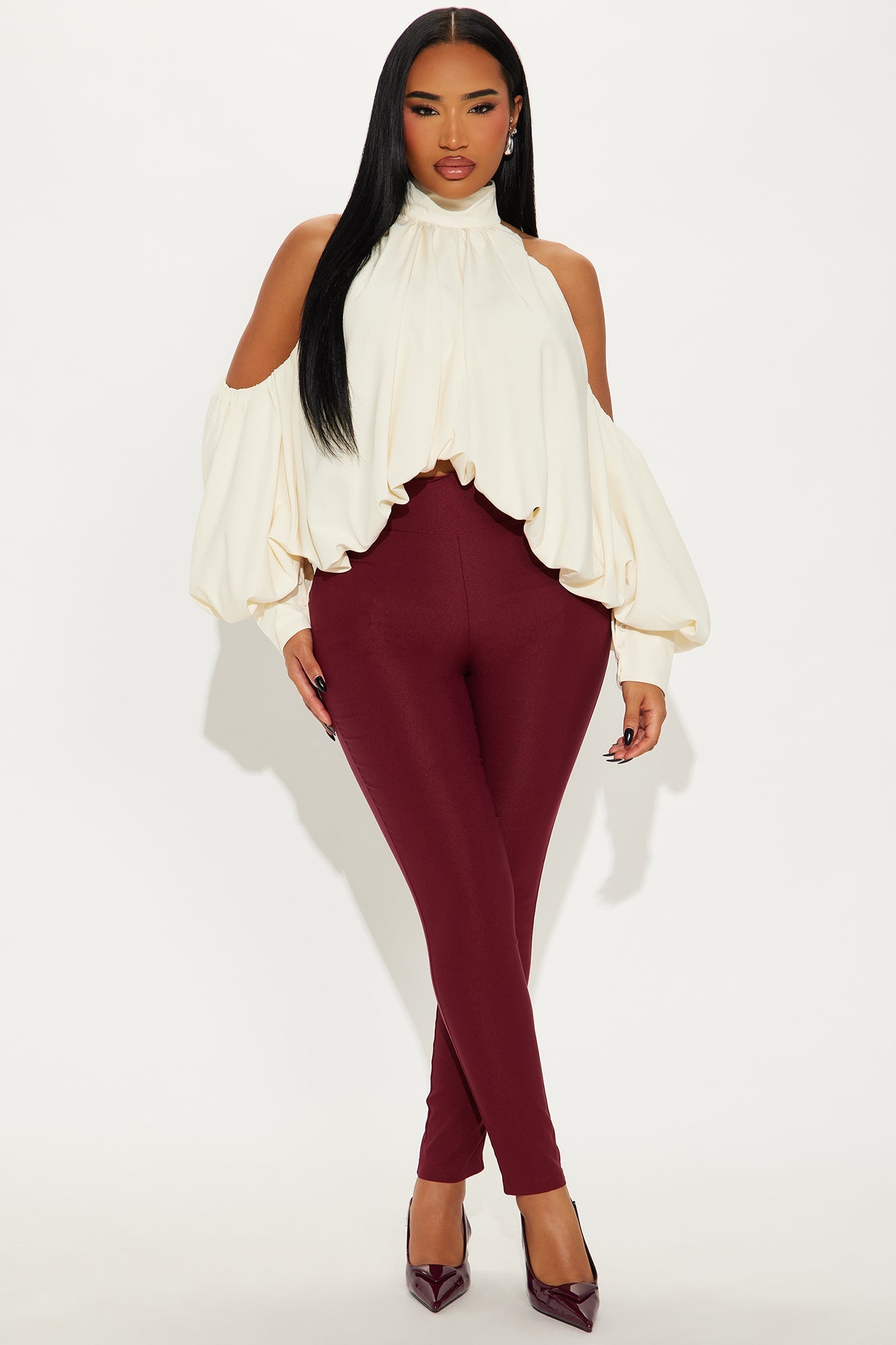 Inner Goddess Draped Lantern Top - Ivory