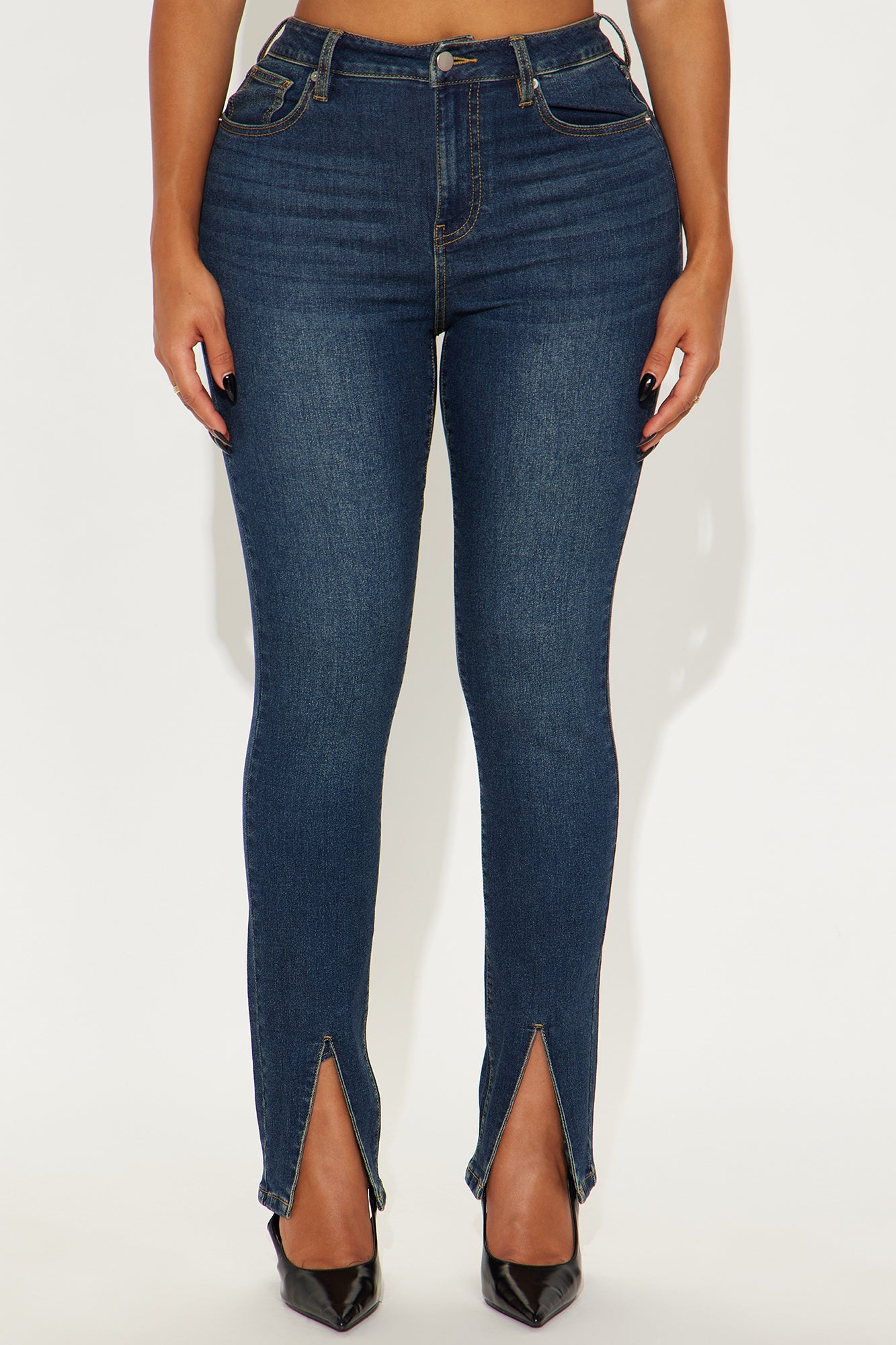 Strut Your Stuff Split Hem Skinny Jean - Dark Wash