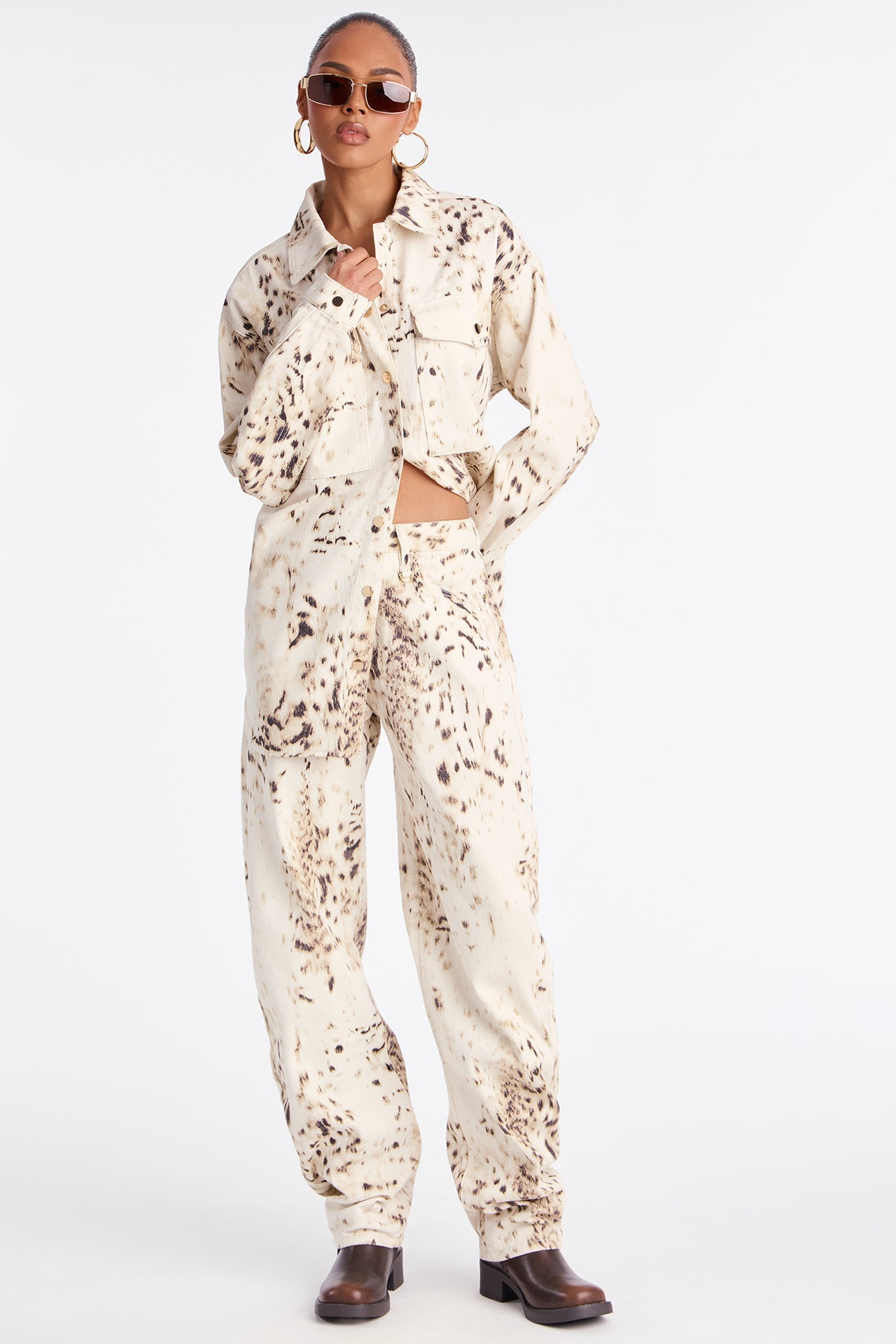 Ocotillo Printed Denim Shacket - Cream/combo