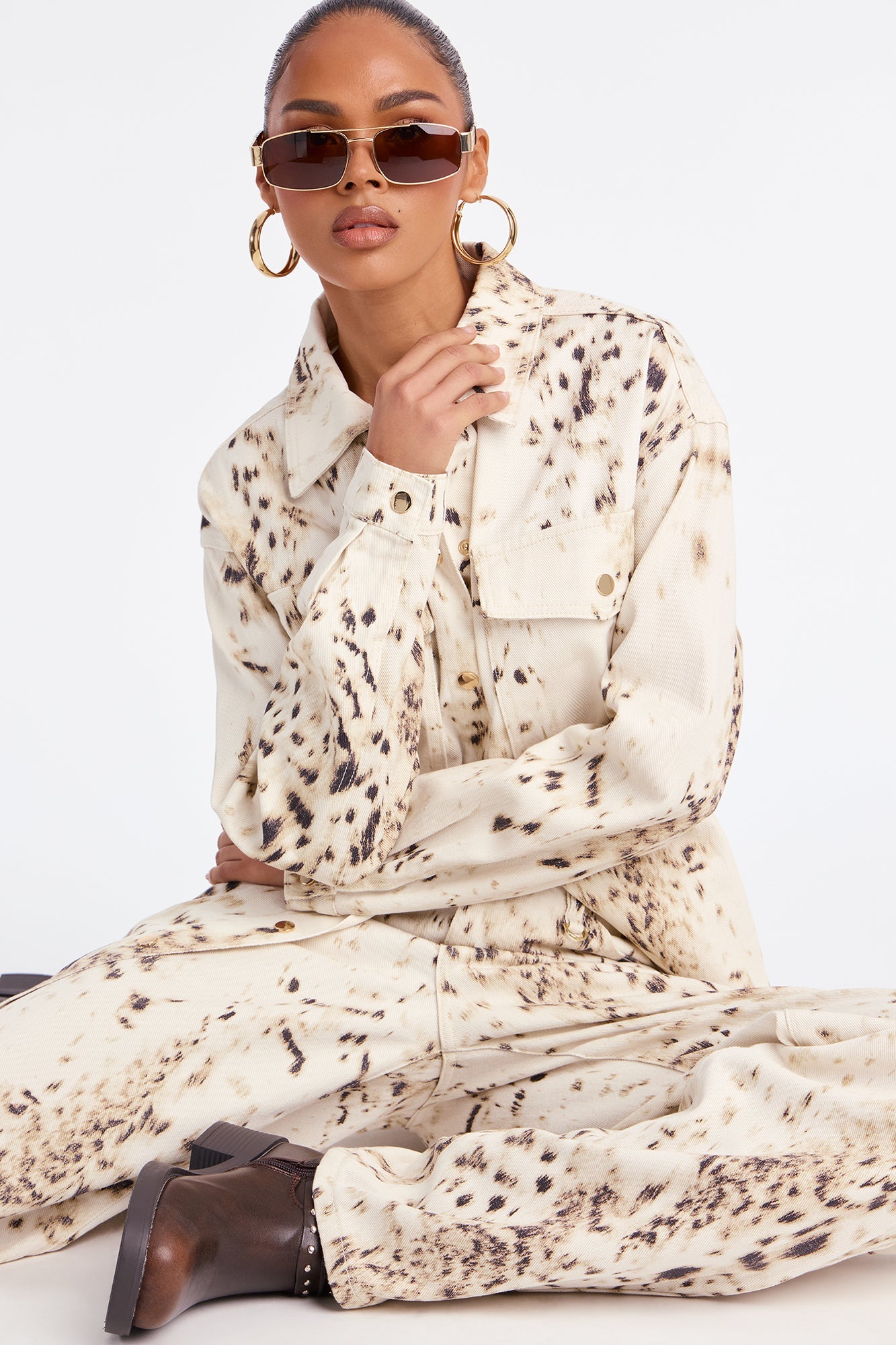 Ocotillo Printed Denim Shacket - Cream/combo