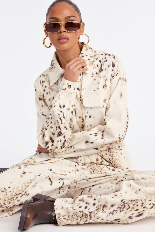 Ocotillo Printed Denim Shacket - Cream/combo