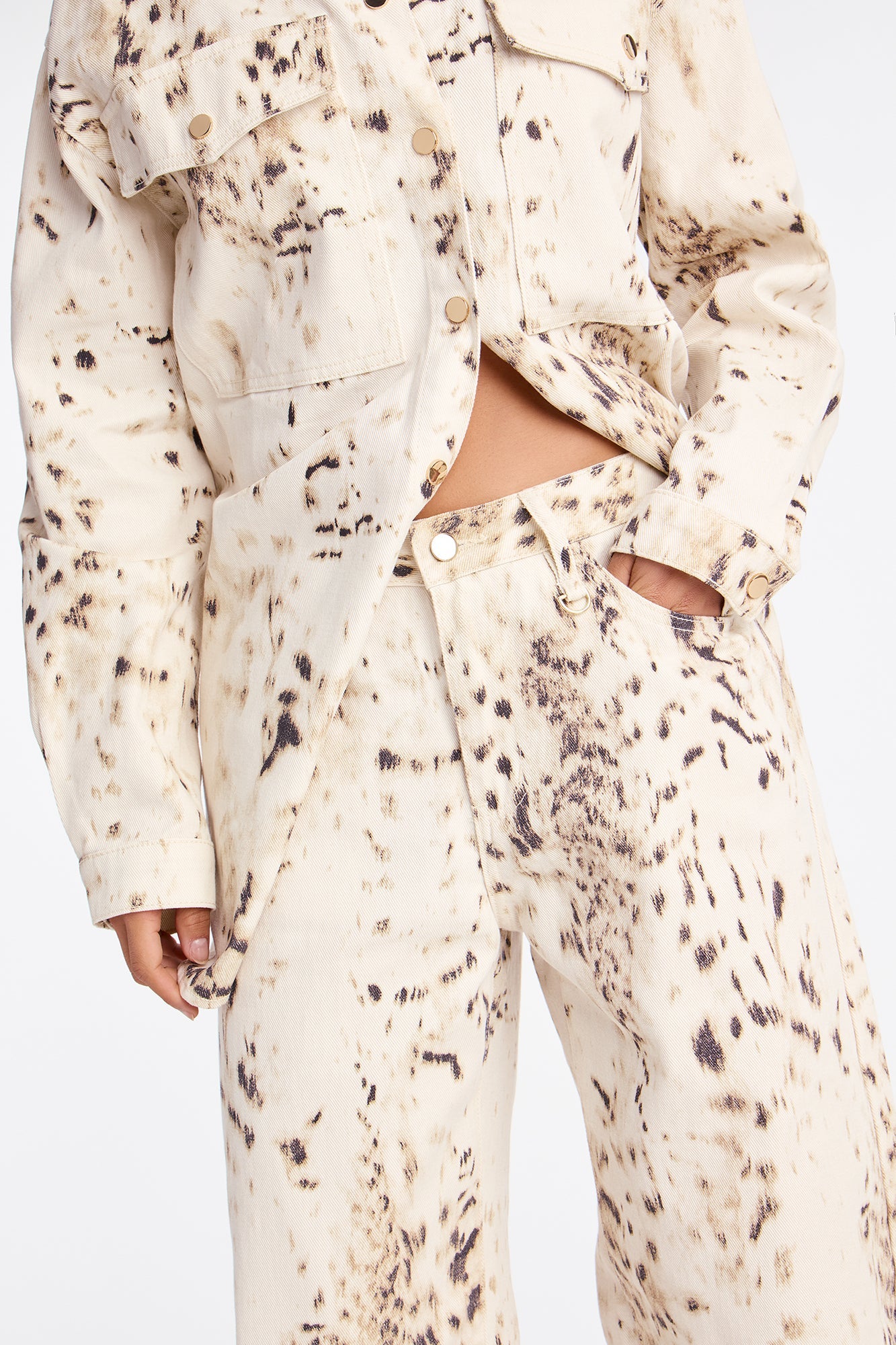 Ocotillo Printed Barrel Leg Jeans - Cream/combo