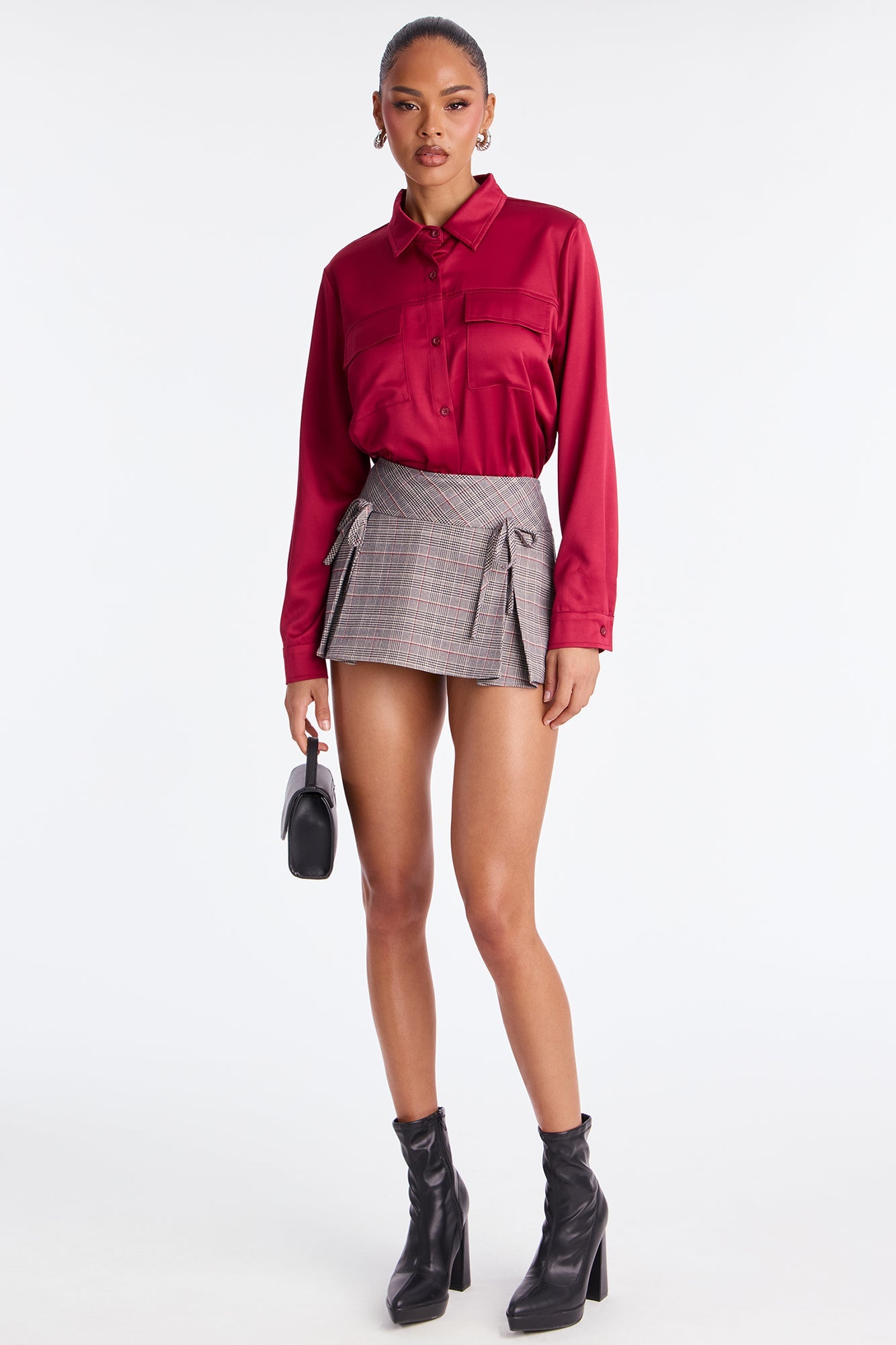 Star Player Satin Shirt - Burgundy