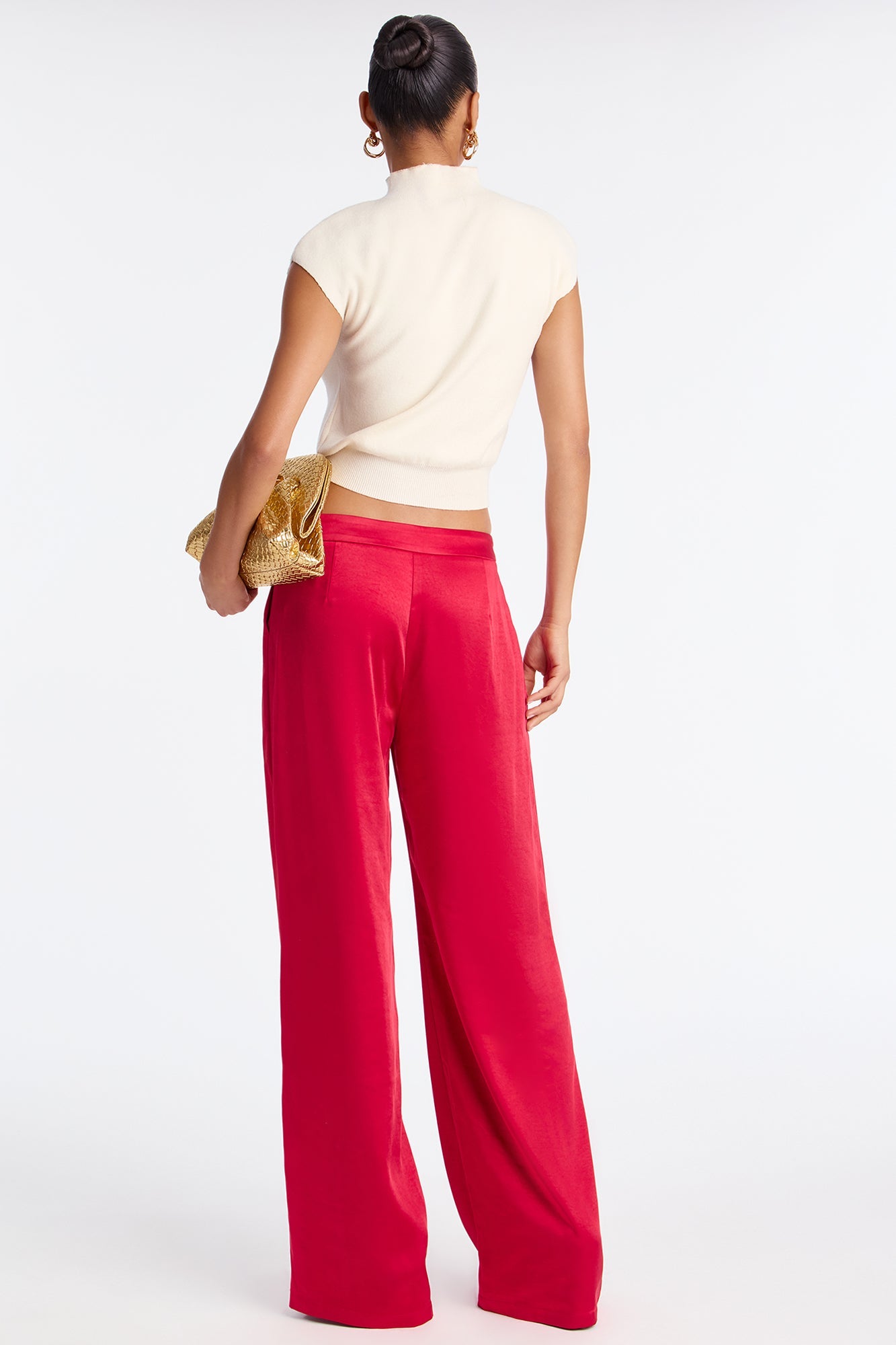 Main Topic Low Rise Wide Leg Satin Pant 33 - Red