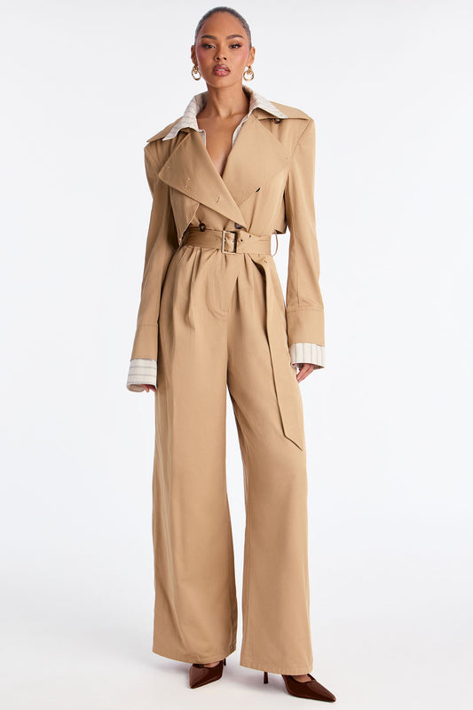 Always Ready For A Mission Belted Jumpsuit - Khaki