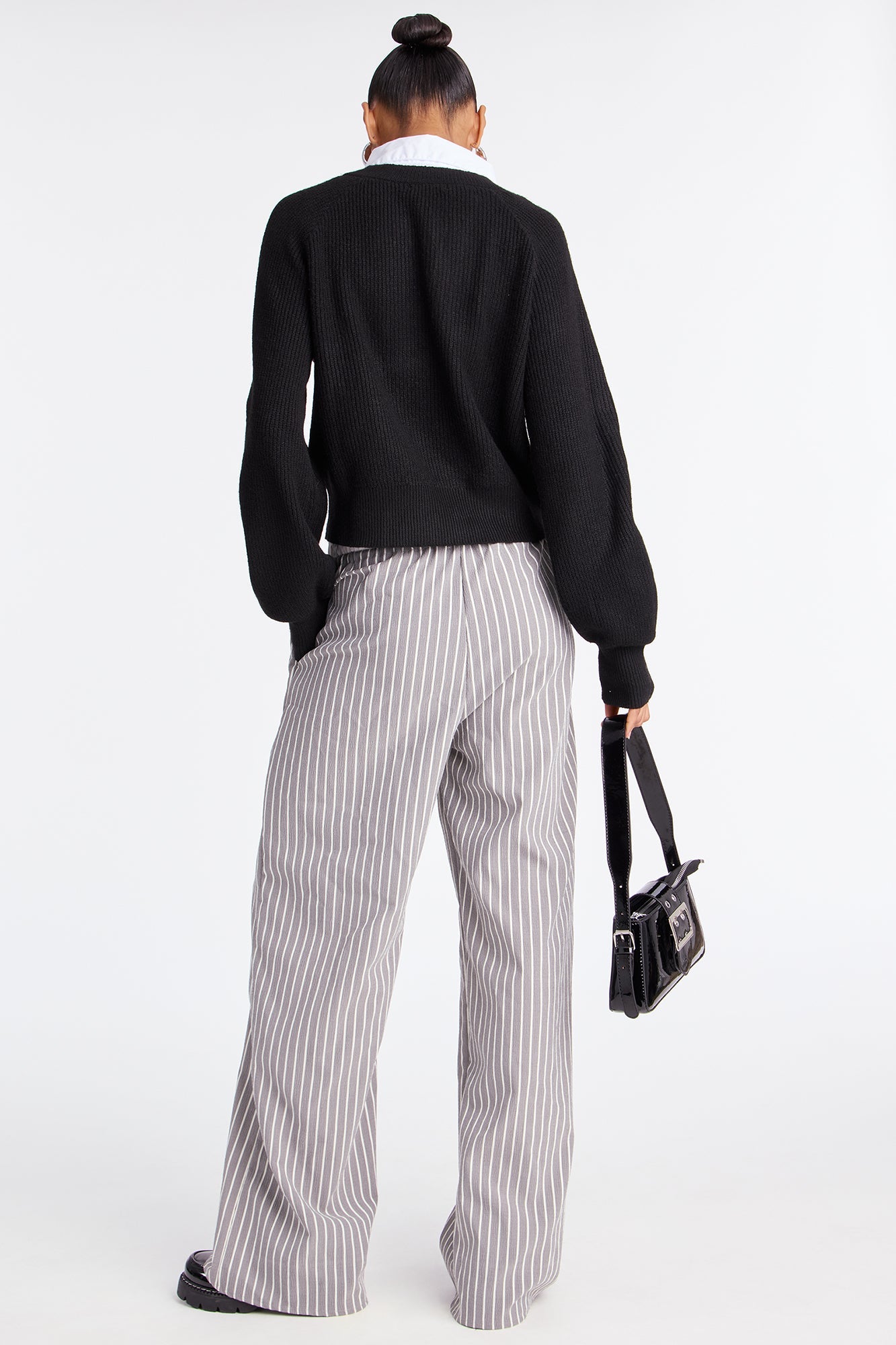 Stay Elite Pullover Collared Sweater - Black/White