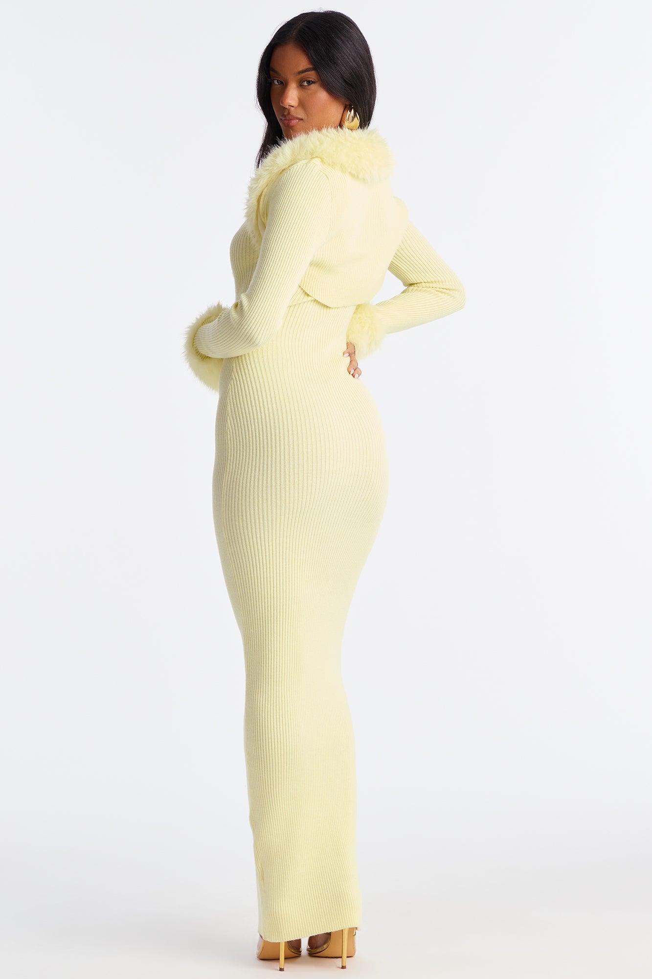 Fuzzy Signal Maxi Dress Set - Butter Yellow