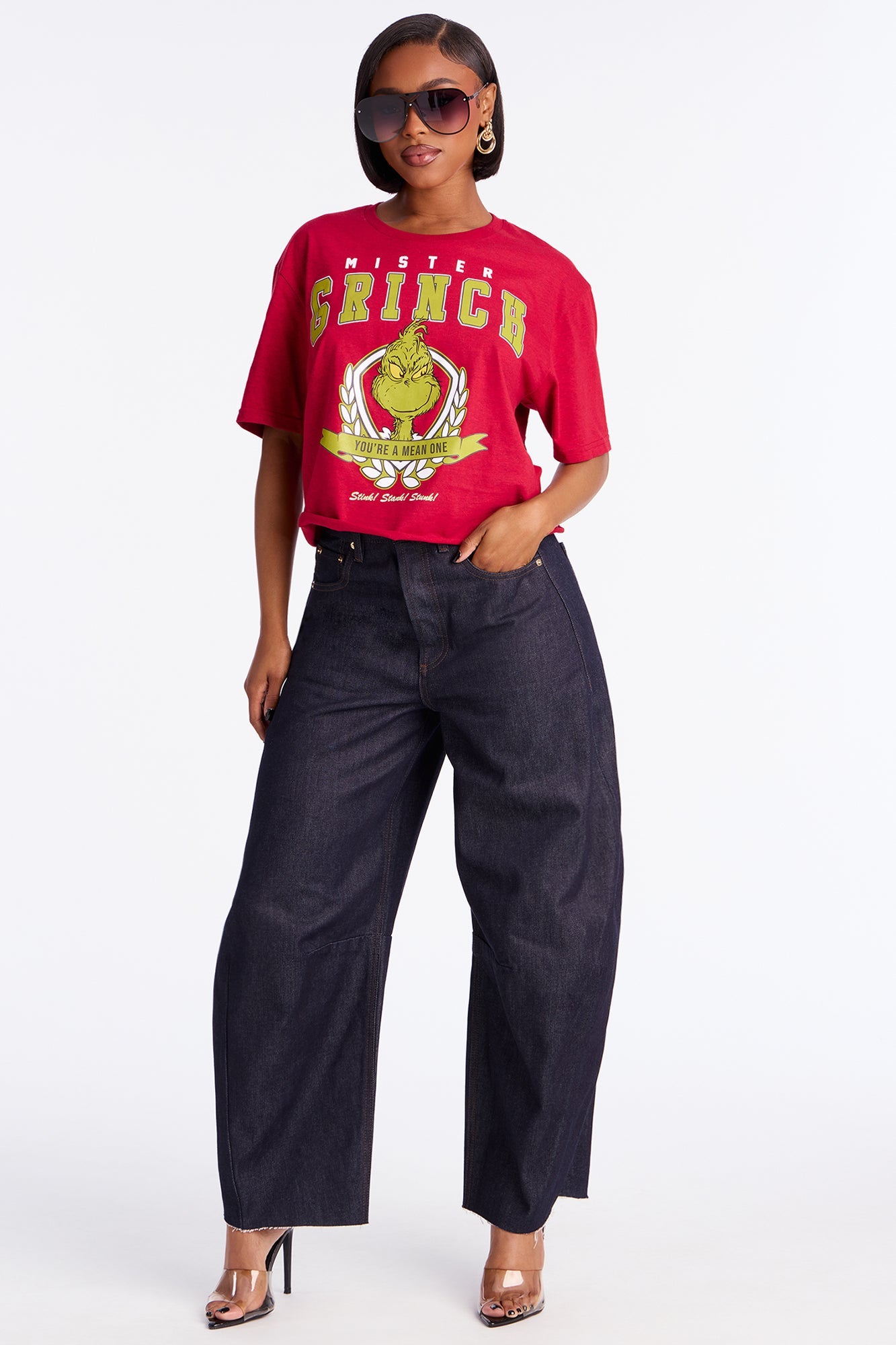Mister Grinch Cropped Tee - Red