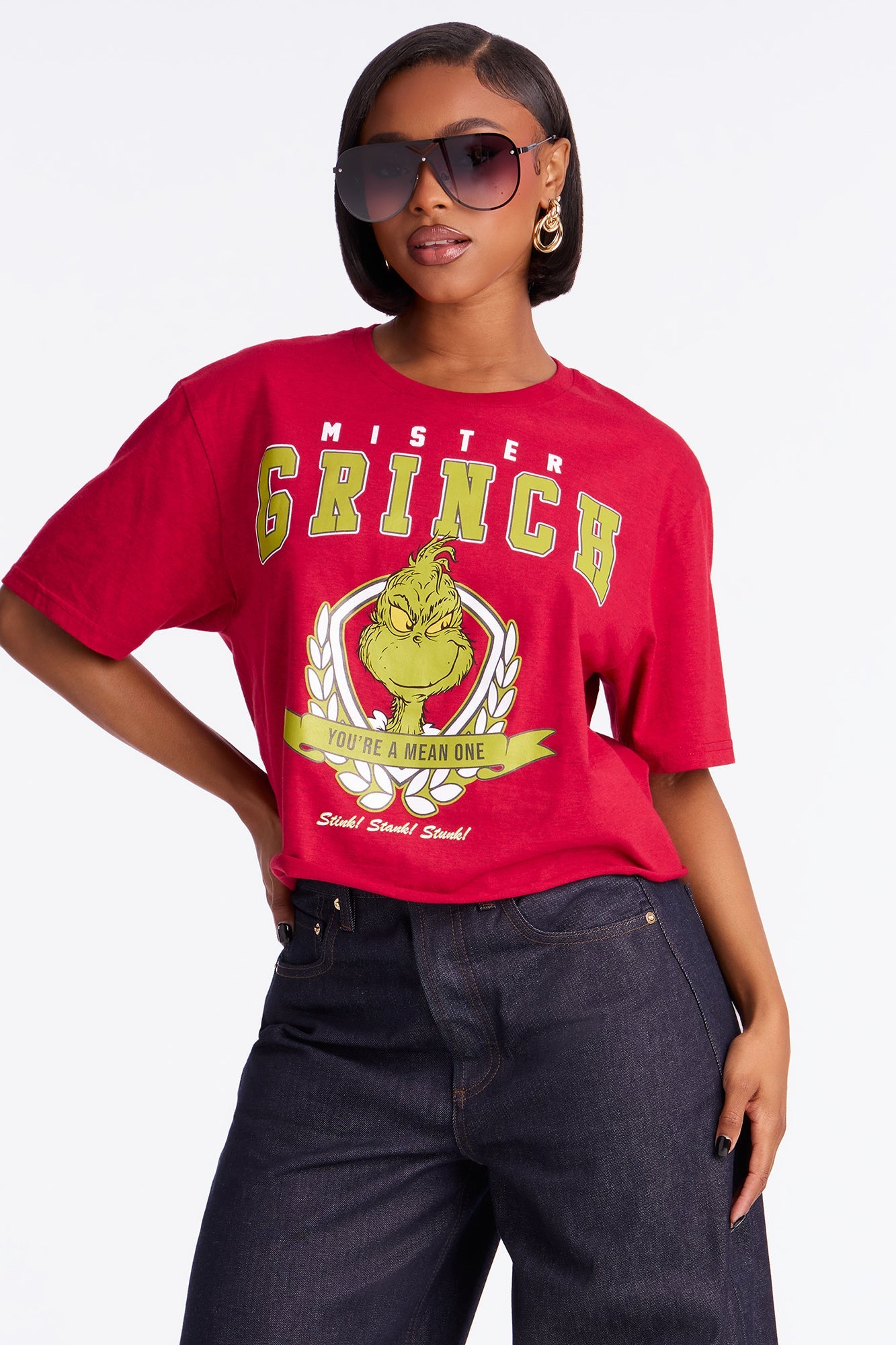 Mister Grinch Cropped Tee - Red