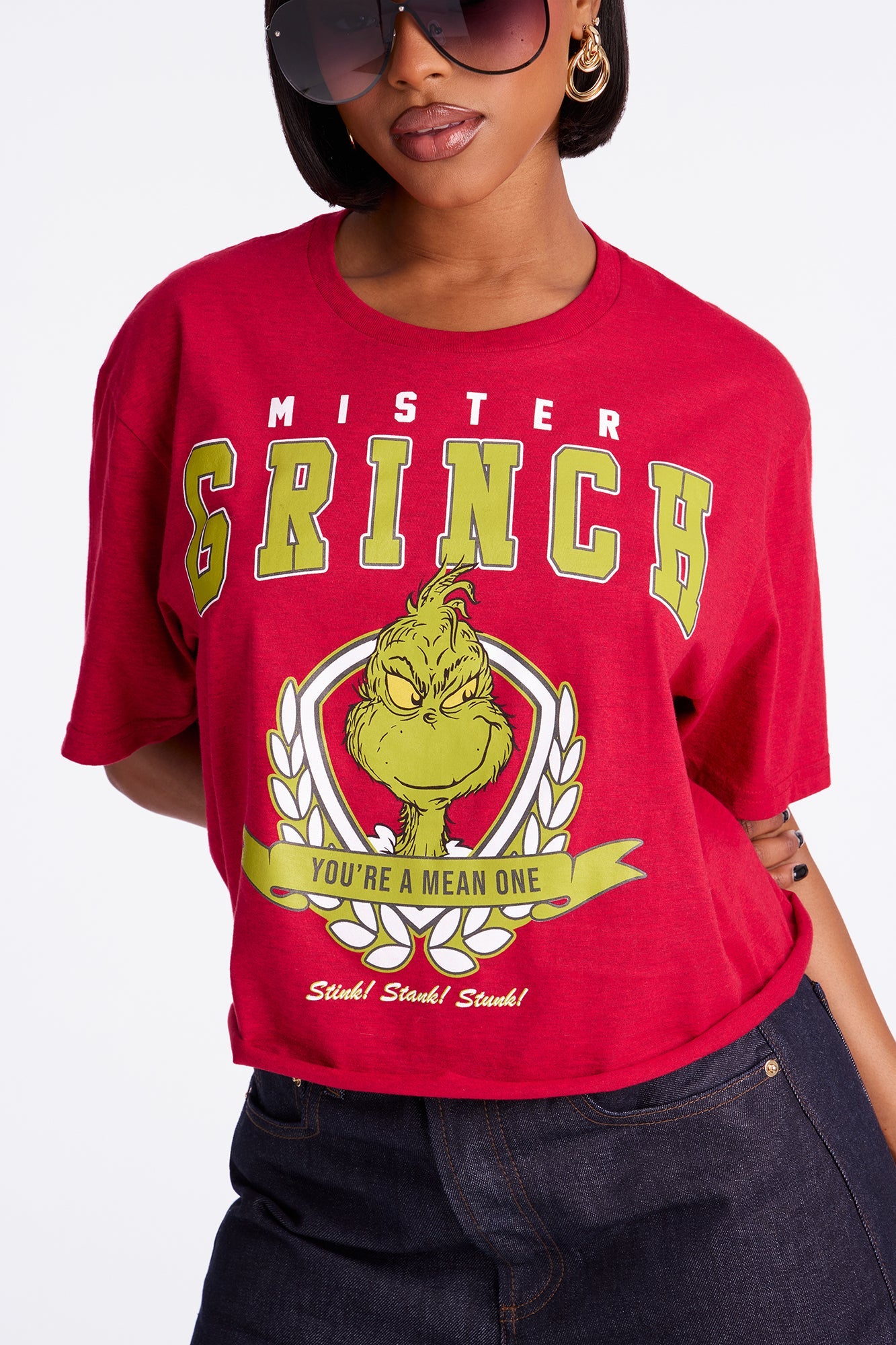 Mister Grinch Cropped Tee - Red