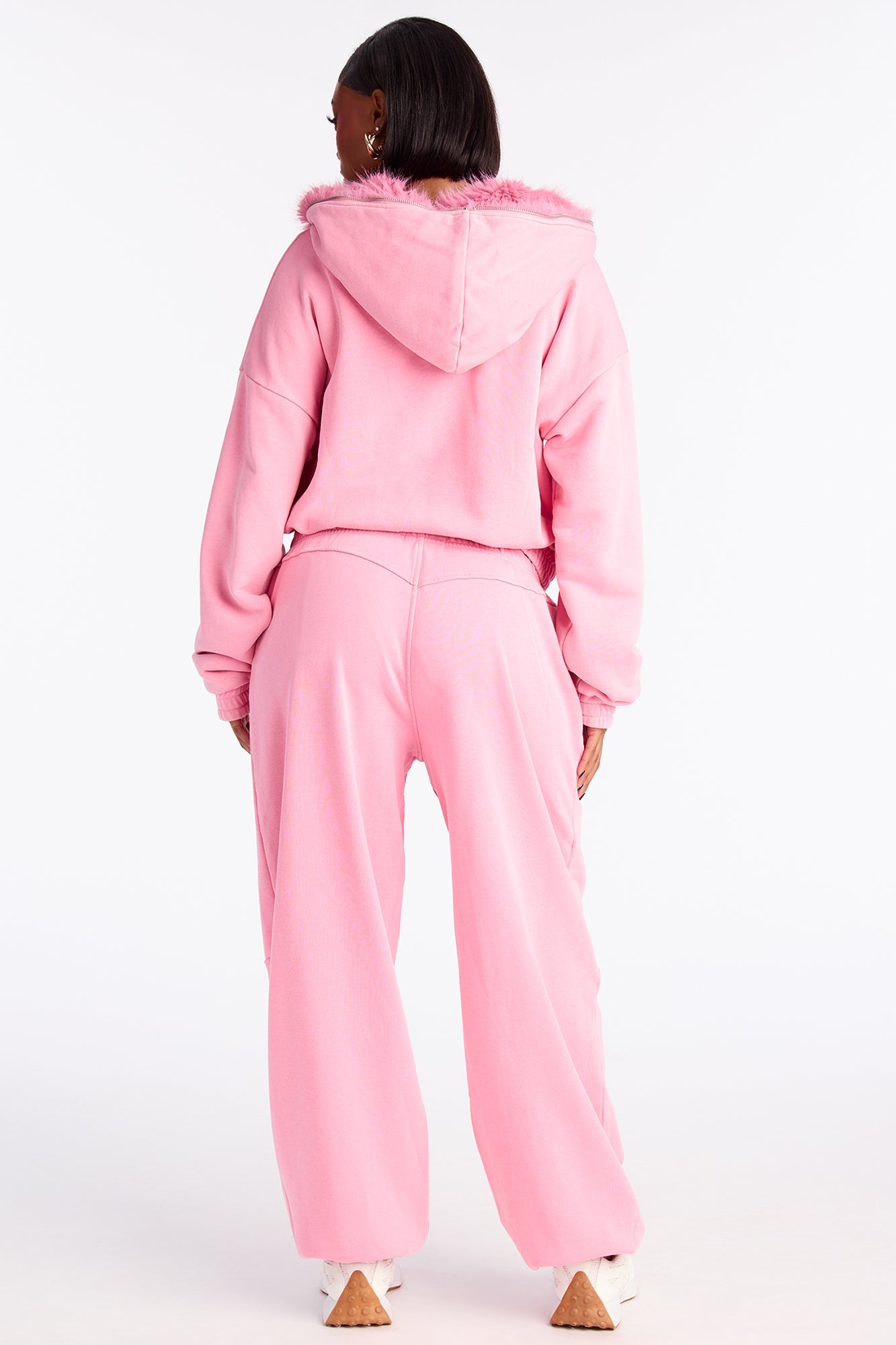 Melanie Fur Trim Pant Set - Pink