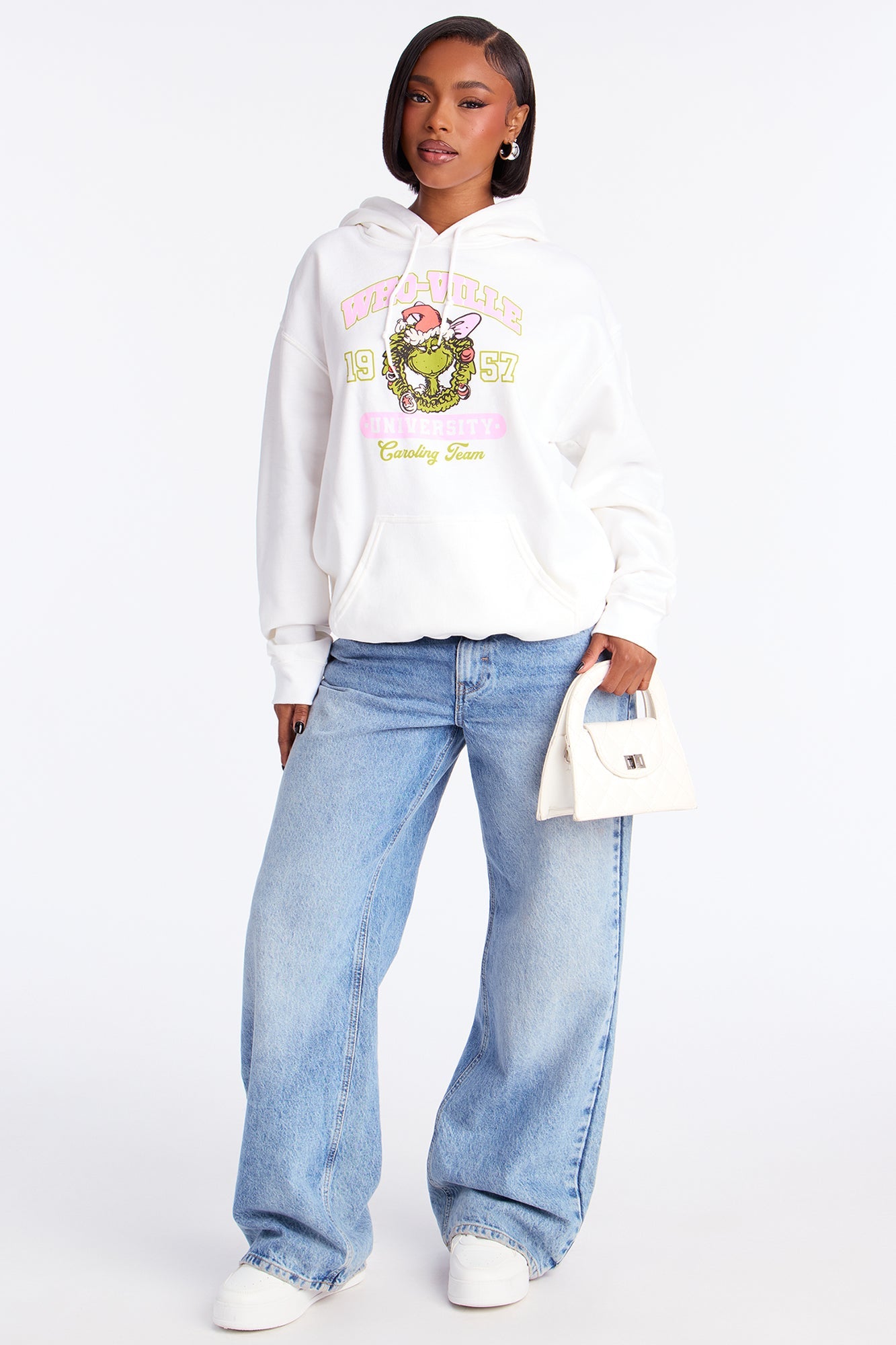 The Grinch Whoville University Fleece Hoodie - White