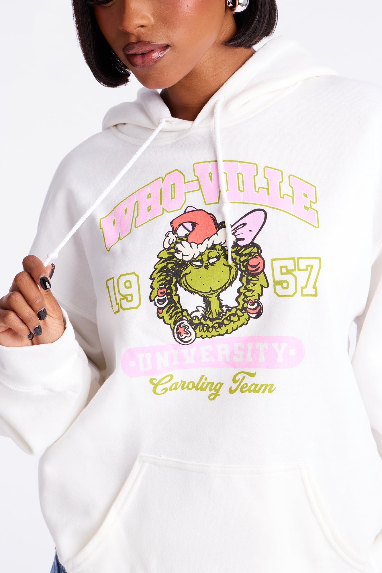 The Grinch Whoville University Fleece Hoodie - White
