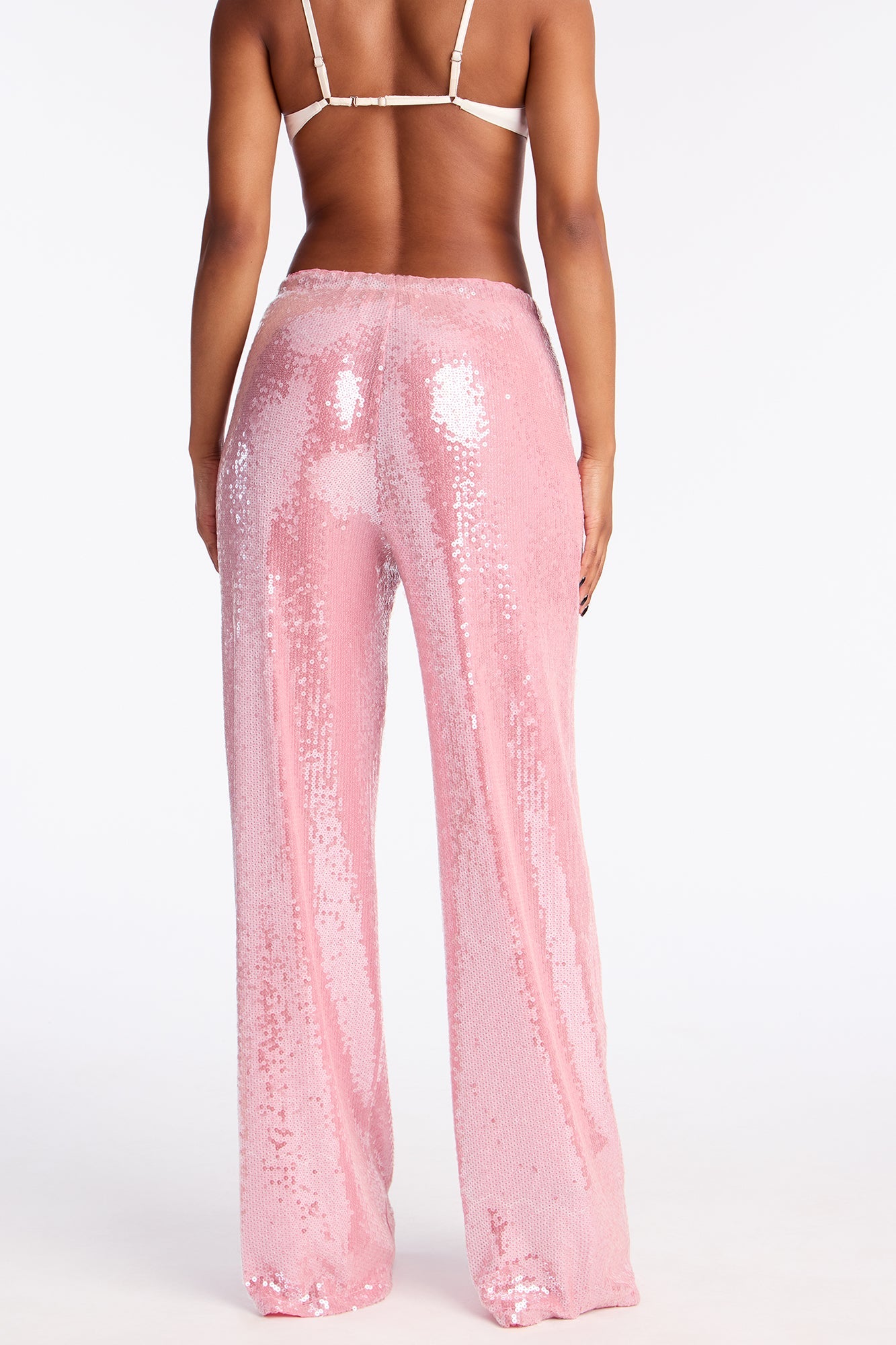 Look My Way Low Rise Wide Leg Sequin Pant 33 - Pink
