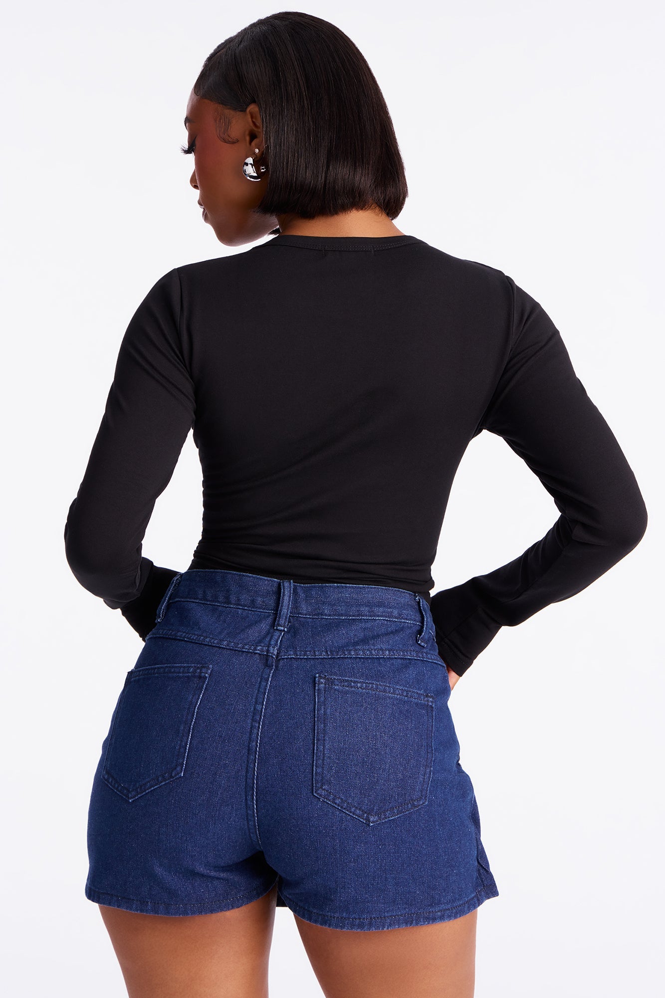 Detroit Long Sleeve Fitted Baby Tee - Black