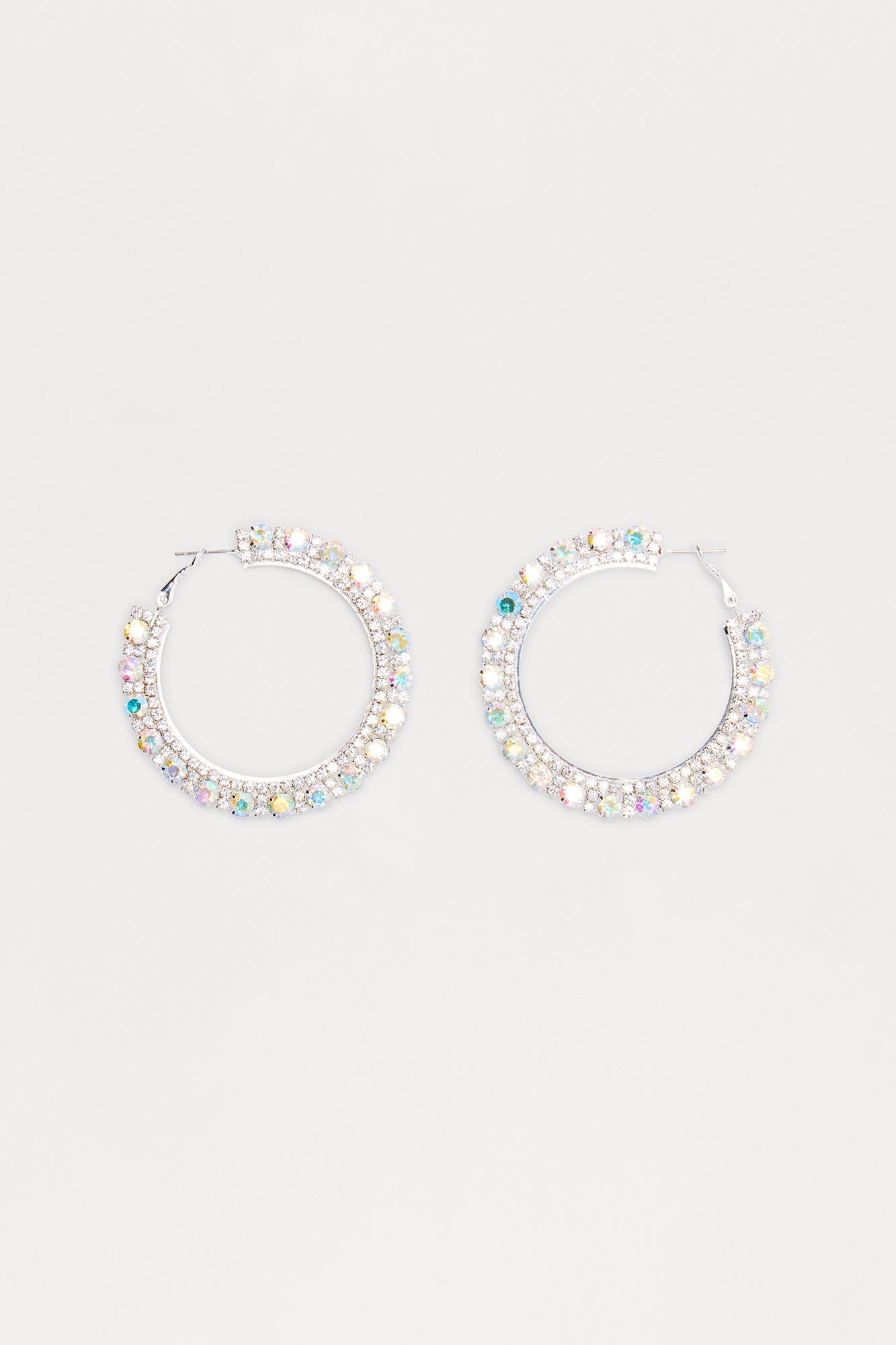 Places To Be Rhinestone Hoop Earrings - Silver