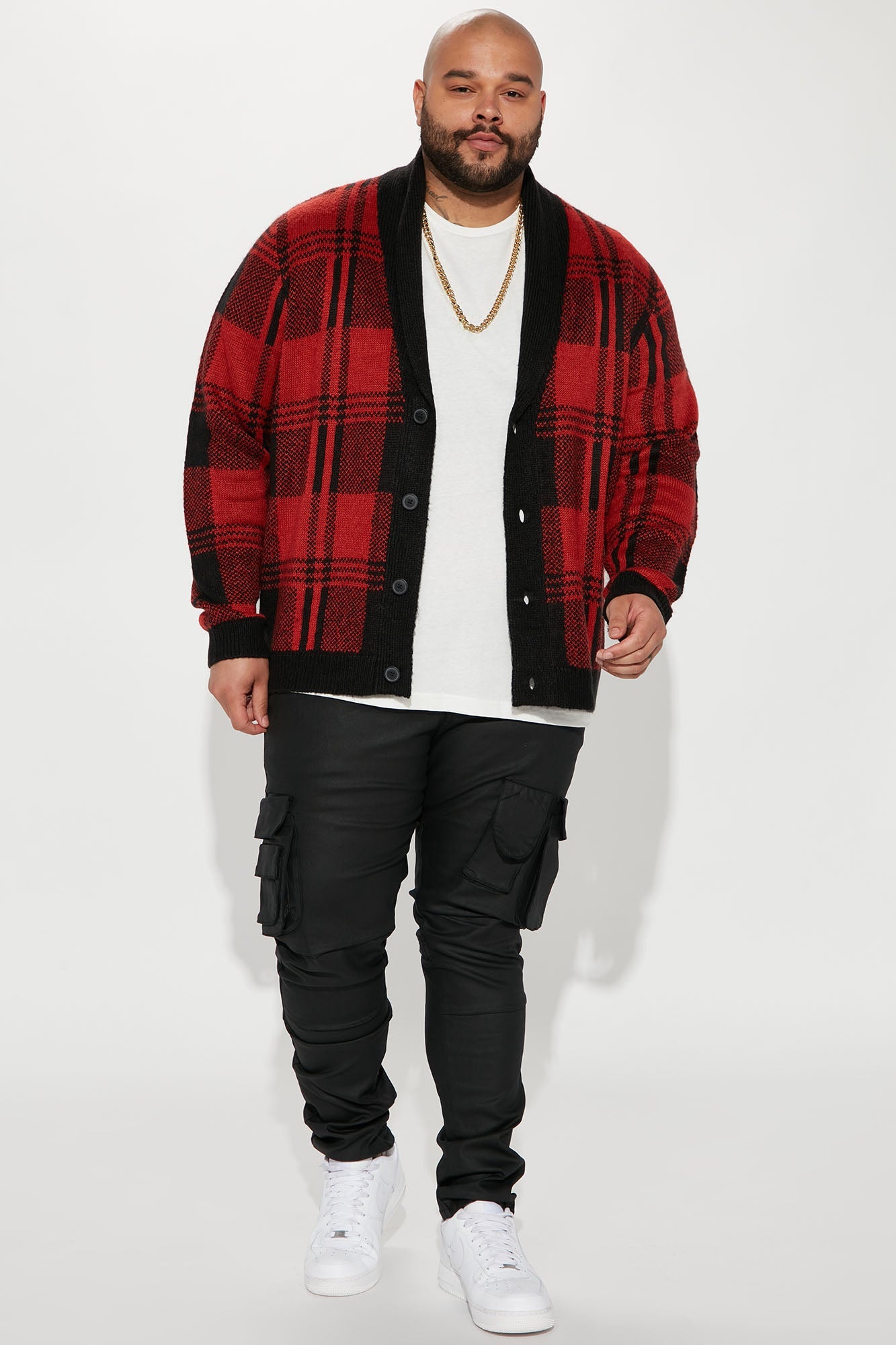 Flap Pockets Waxed Stacked Skinny Cargo Jeans - Black