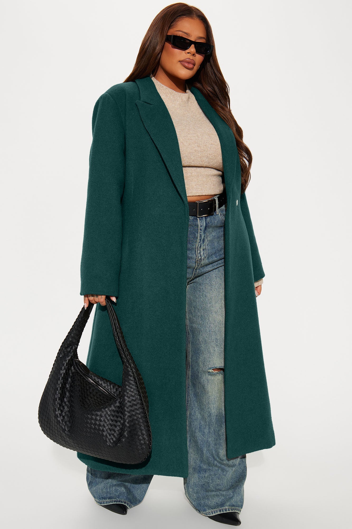 Natalie Wool Trench Coat - Teal