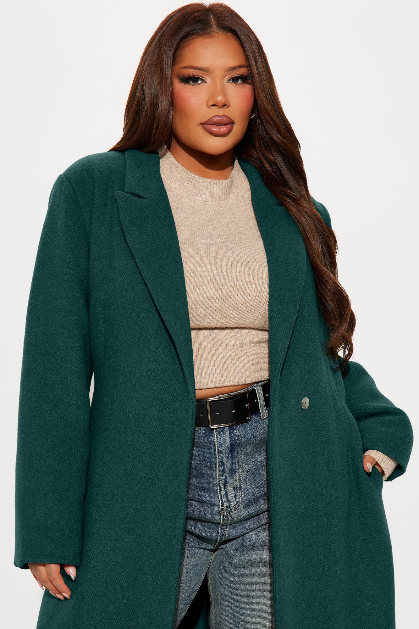 Natalie Wool Trench Coat - Teal