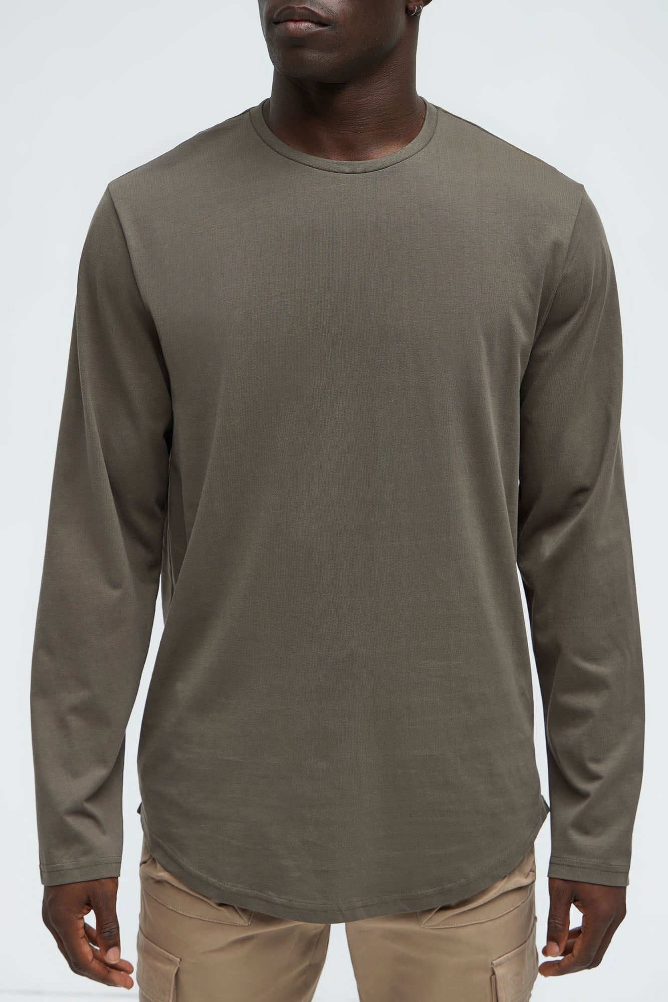 Essential Long Sleeve Scallop Tee - Olive
