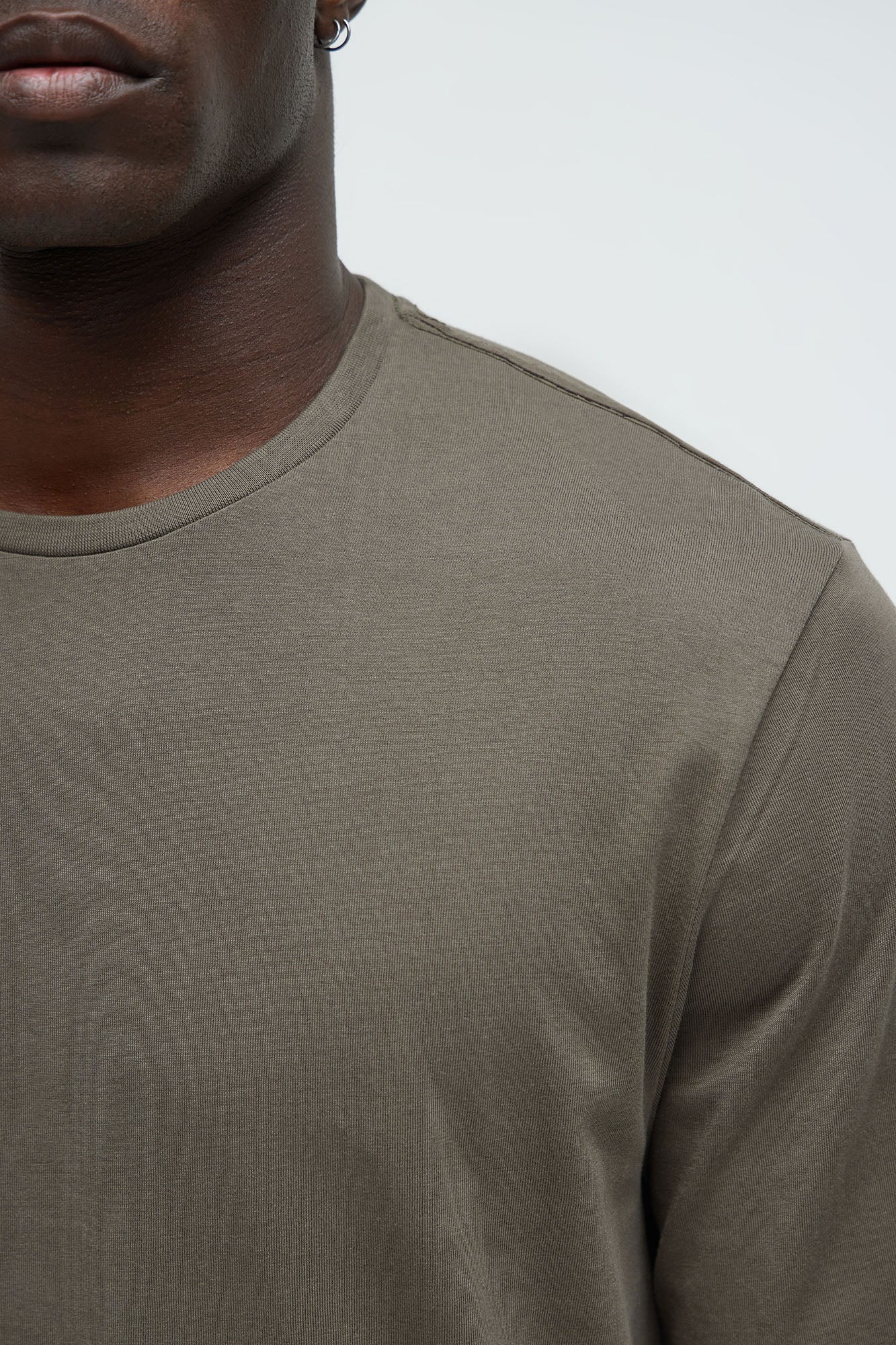 Essential Long Sleeve Scallop Tee - Olive