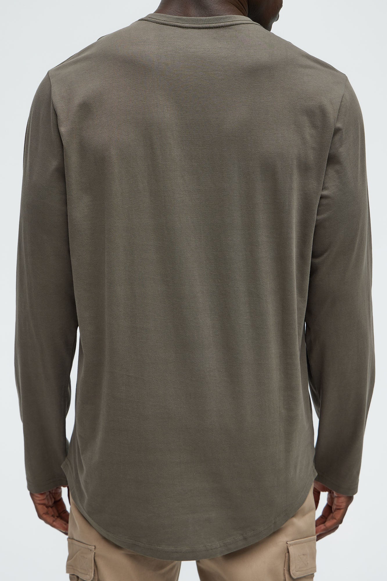 Essential Long Sleeve Scallop Tee - Olive