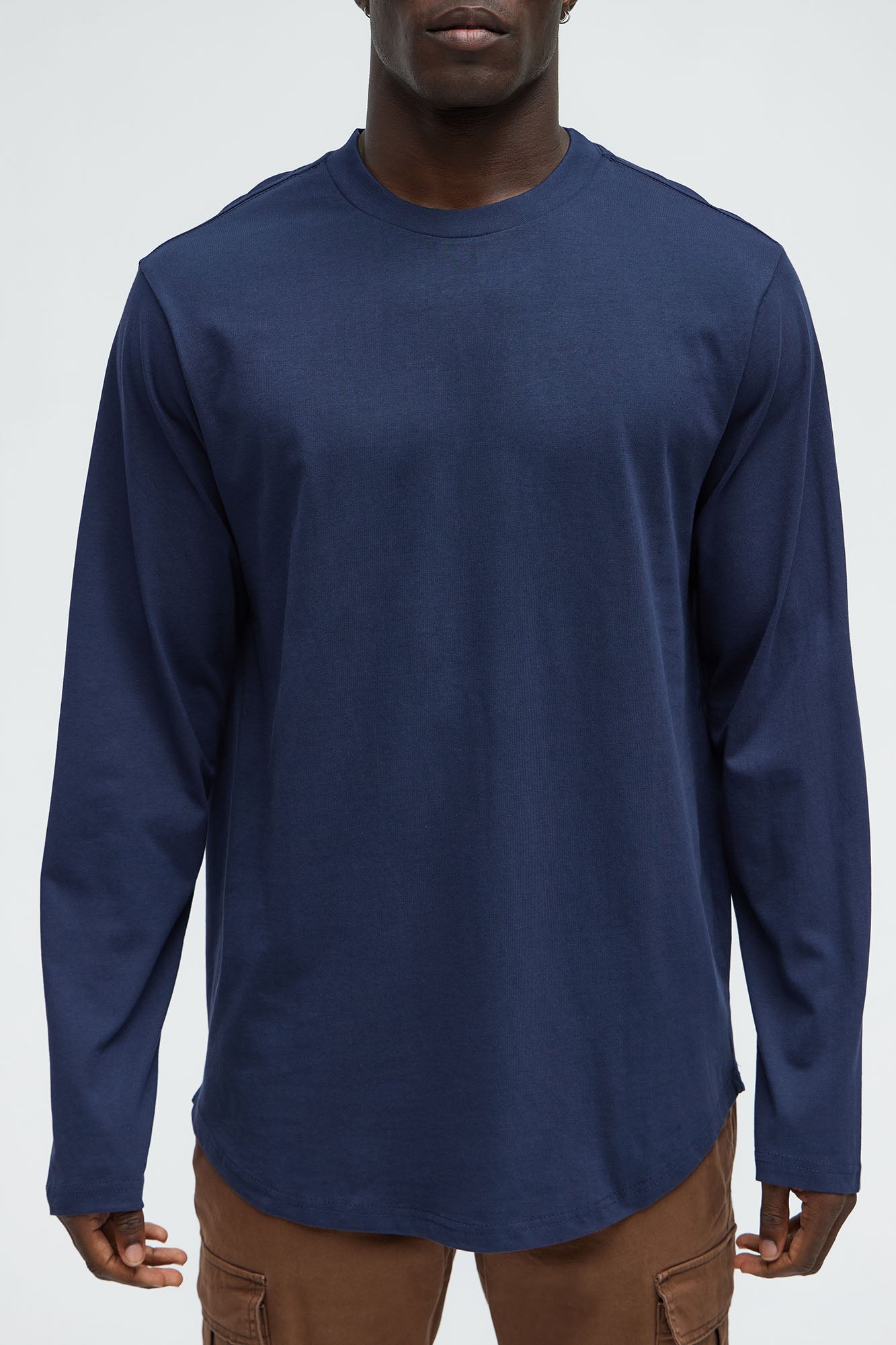 Essential Long Sleeve Scallop Tee - Navy