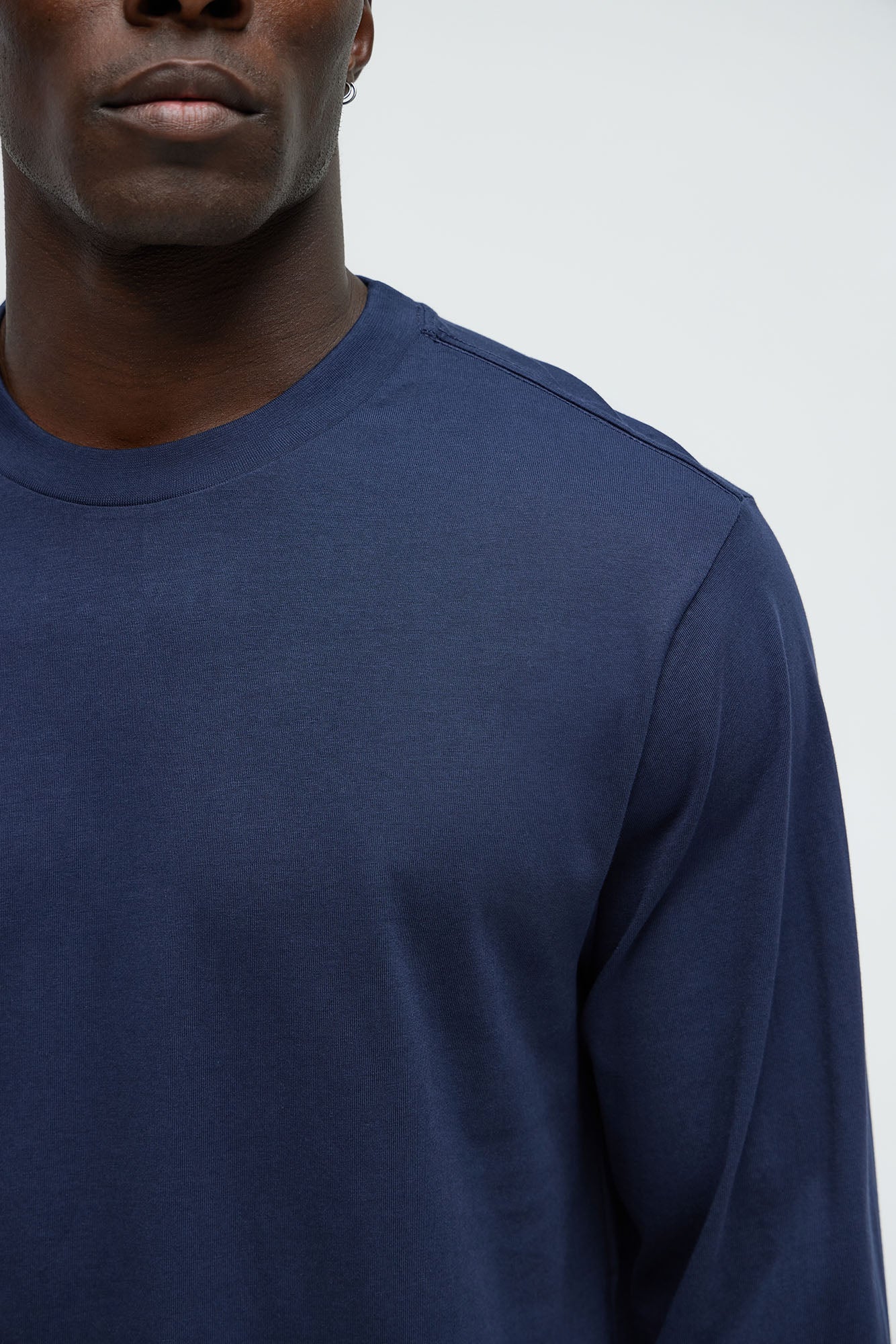 Essential Long Sleeve Scallop Tee - Navy