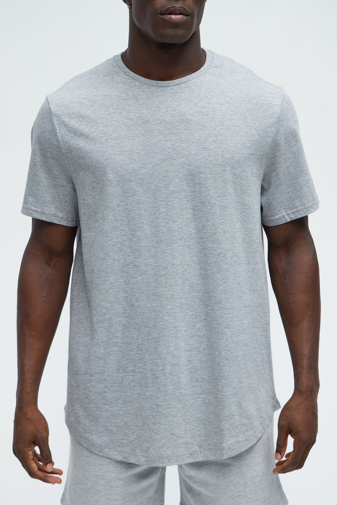 Essential Short Sleeve Scallop Crew Tee - HeatherGrey