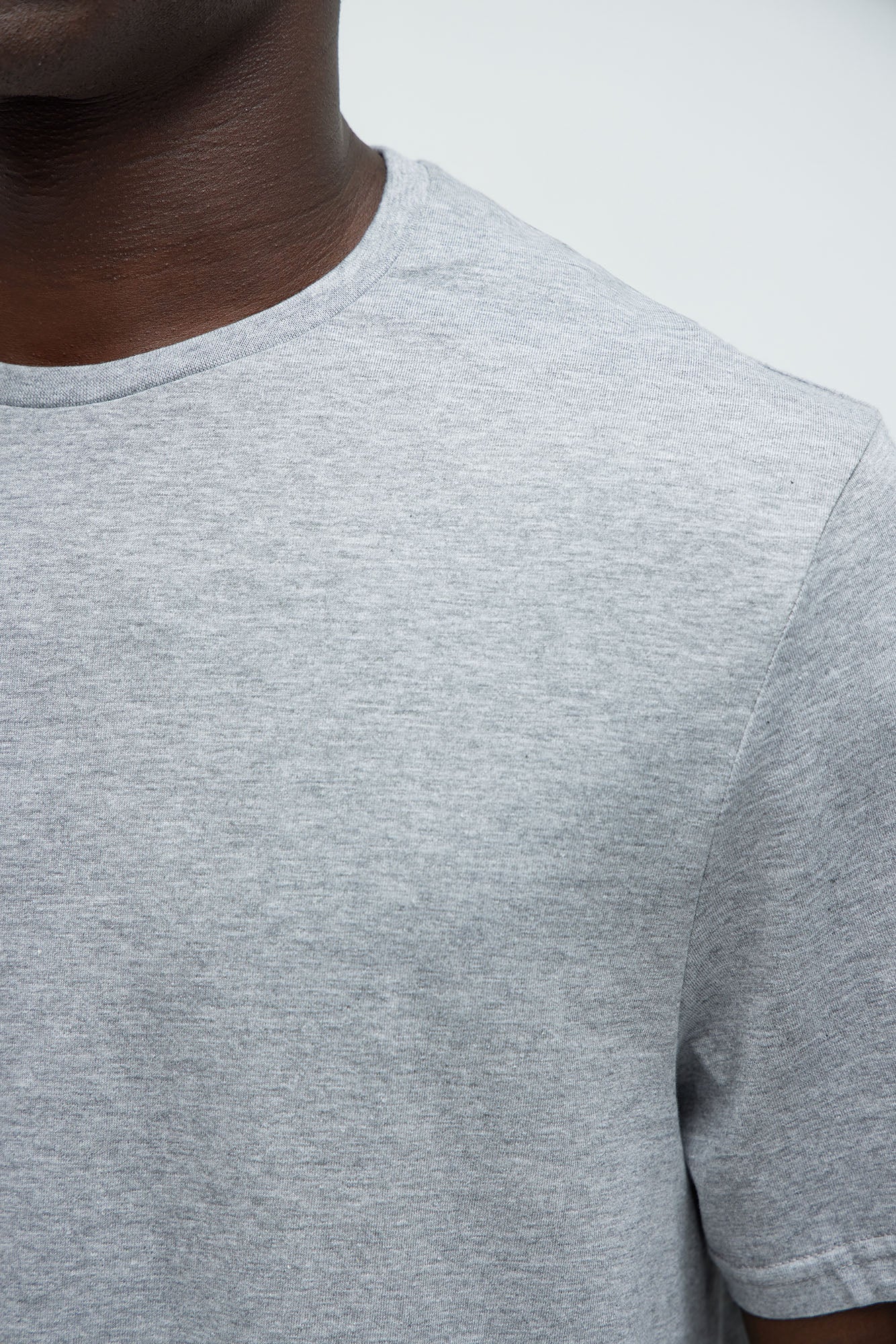 Essential Short Sleeve Scallop Crew Tee - HeatherGrey