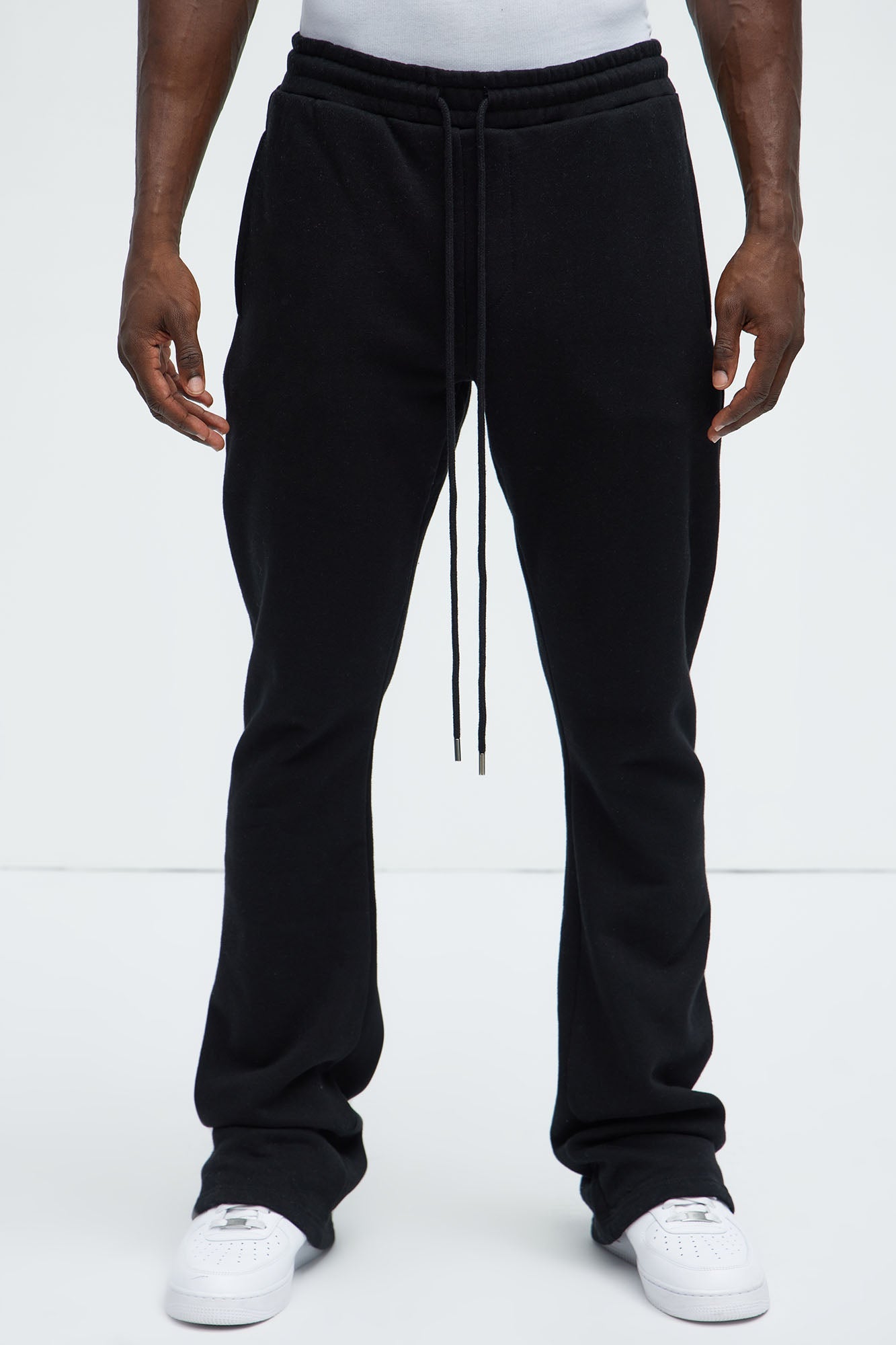 Tyson Skinny Stacked Flare Sweatpant - Black