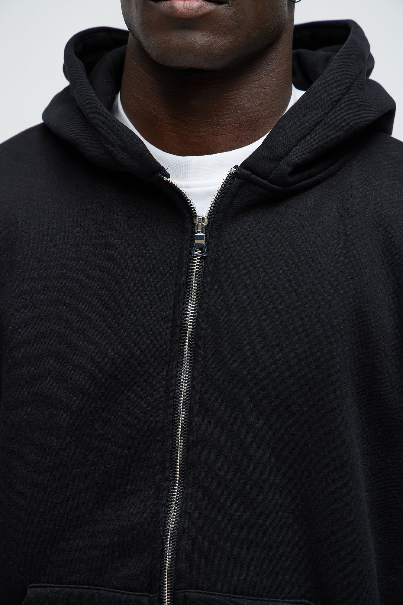 Tyson Oversized Heavyweight Zip Up - Black