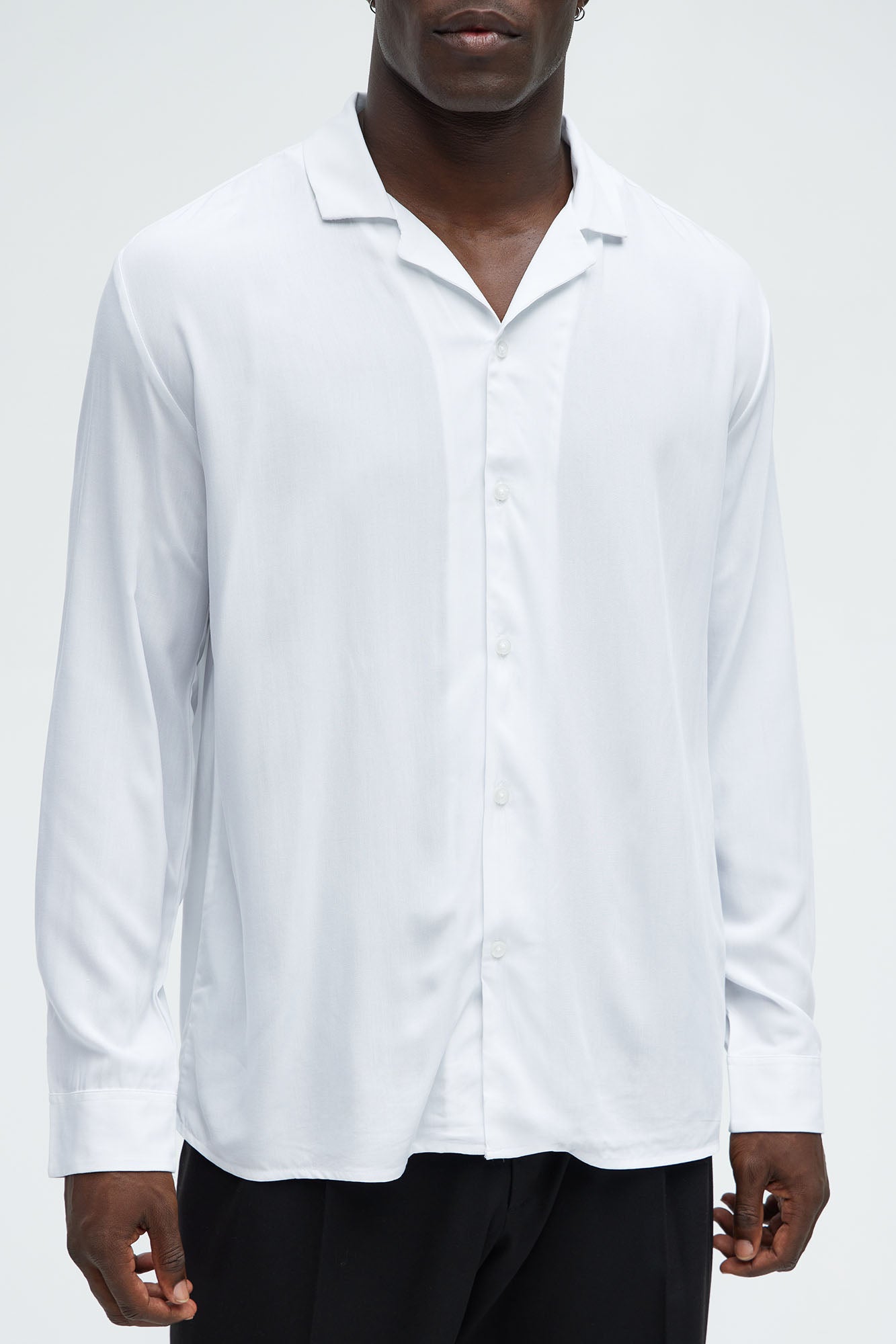 Dawson Relaxed Long Sleeve Button Up Shirt - White