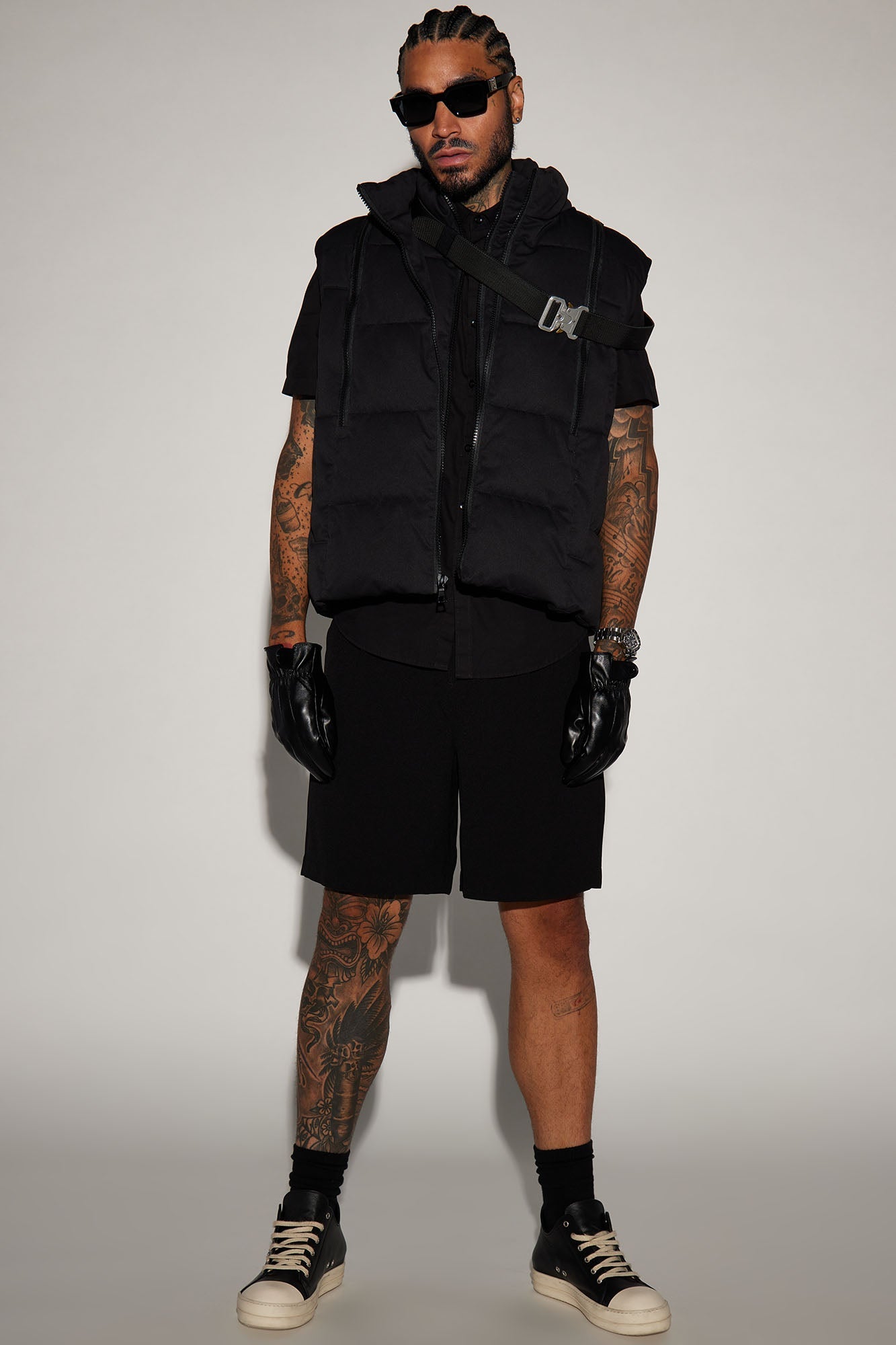 Lucid Cropped Zip Up Puffer Vest - Black