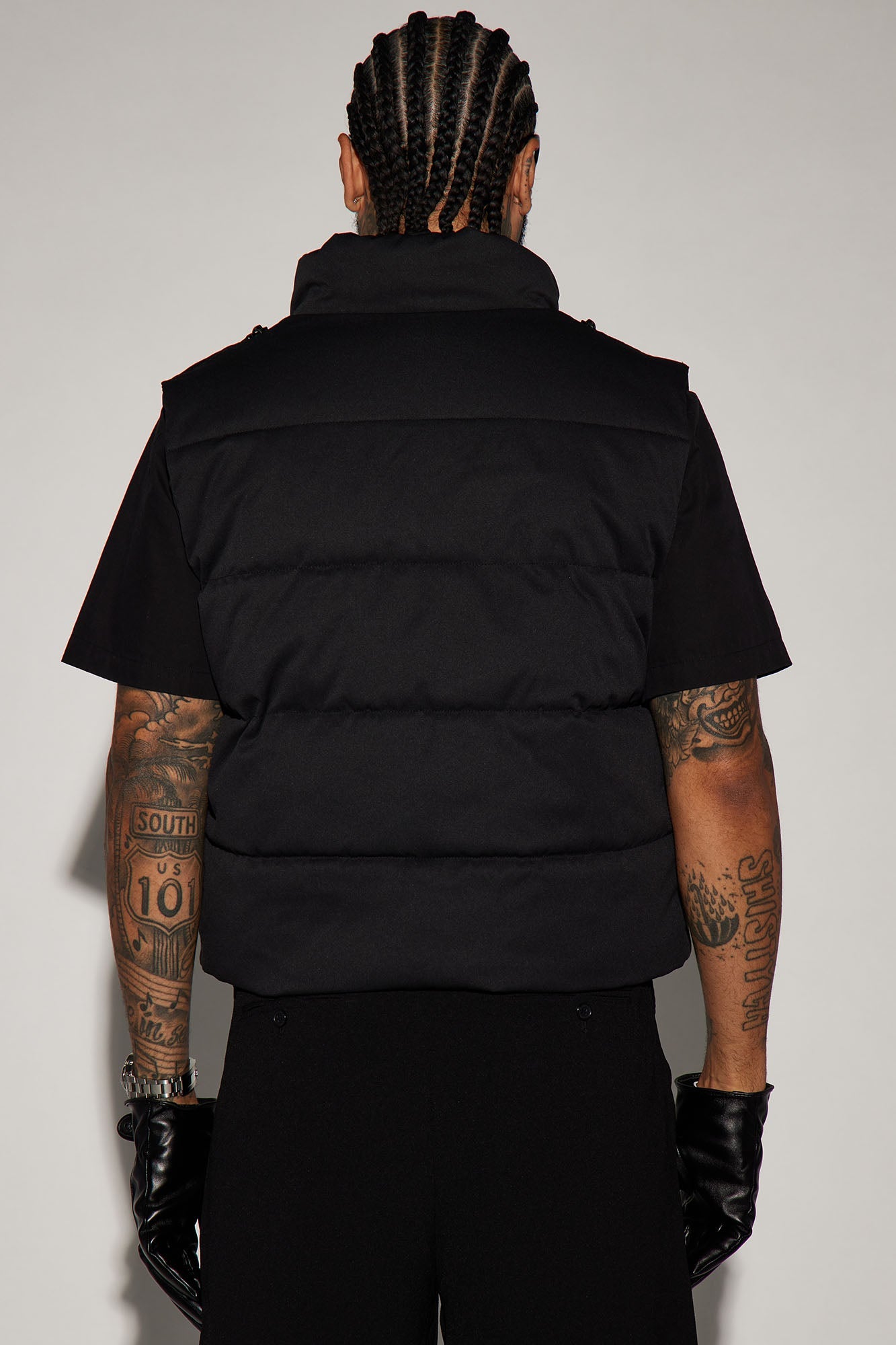 Lucid Cropped Zip Up Puffer Vest - Black