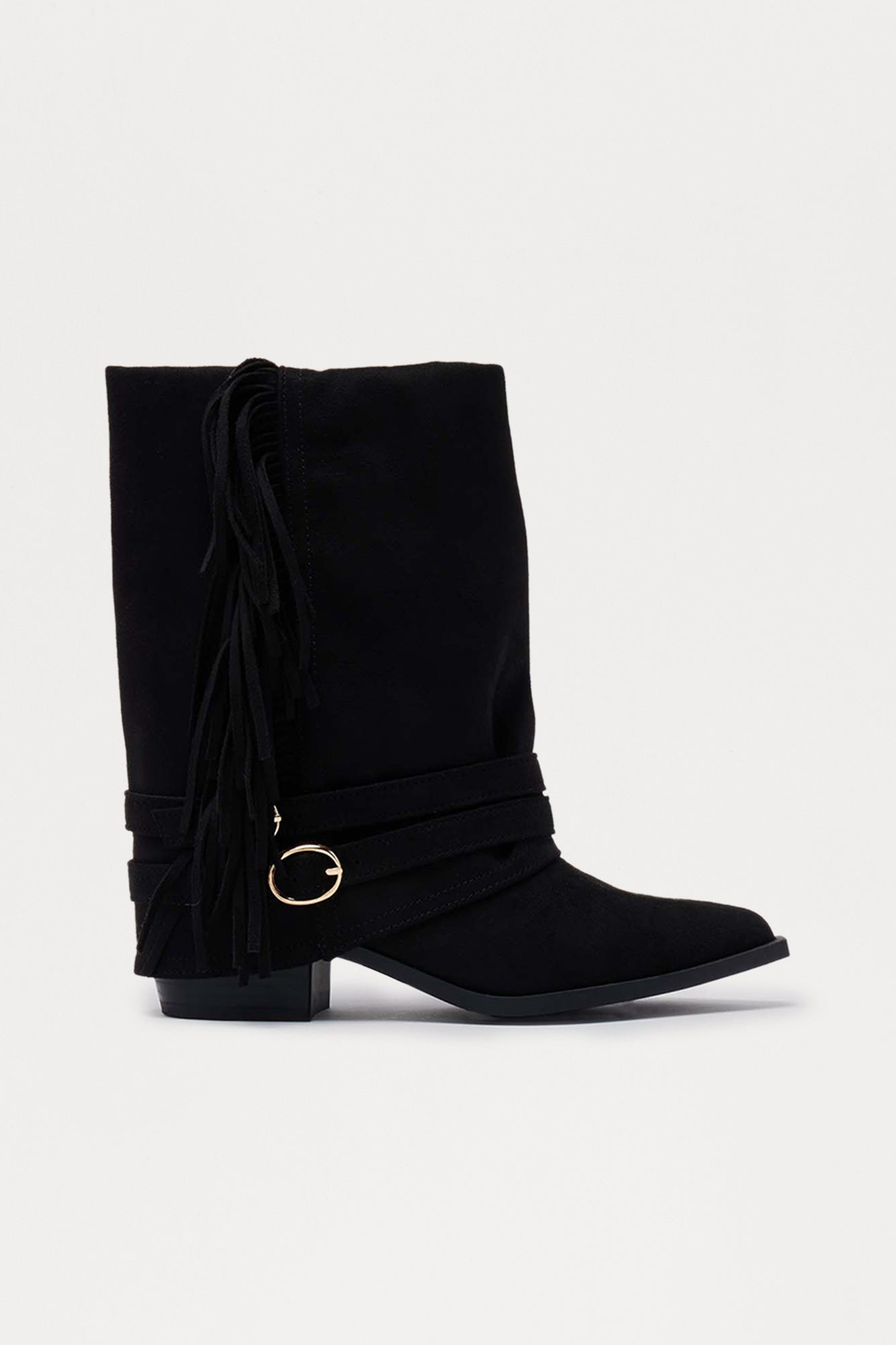 Mendocino Fringe Overlay Booties - Black