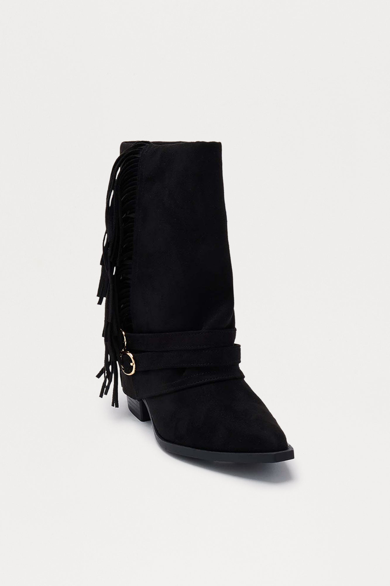 Mendocino Fringe Overlay Booties - Black