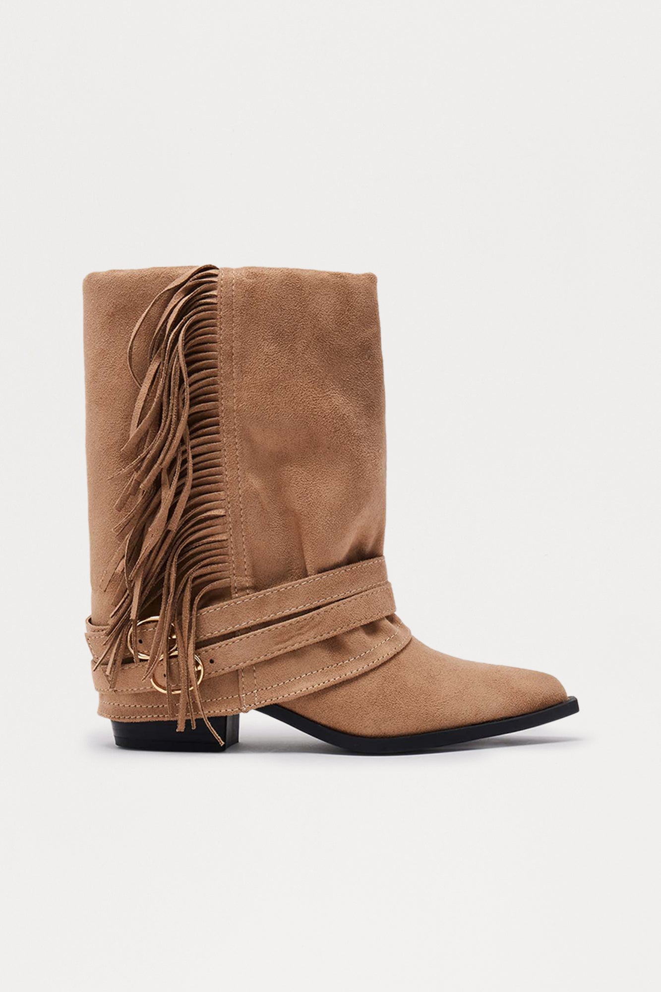 Mendocino Fringe Overlay Booties - Grey