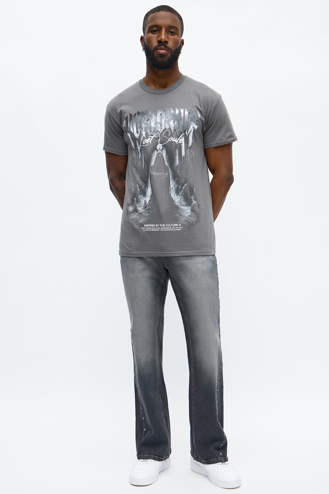 Stacked Skinny Flare Star Of The Show Studded Jean - Black Wash