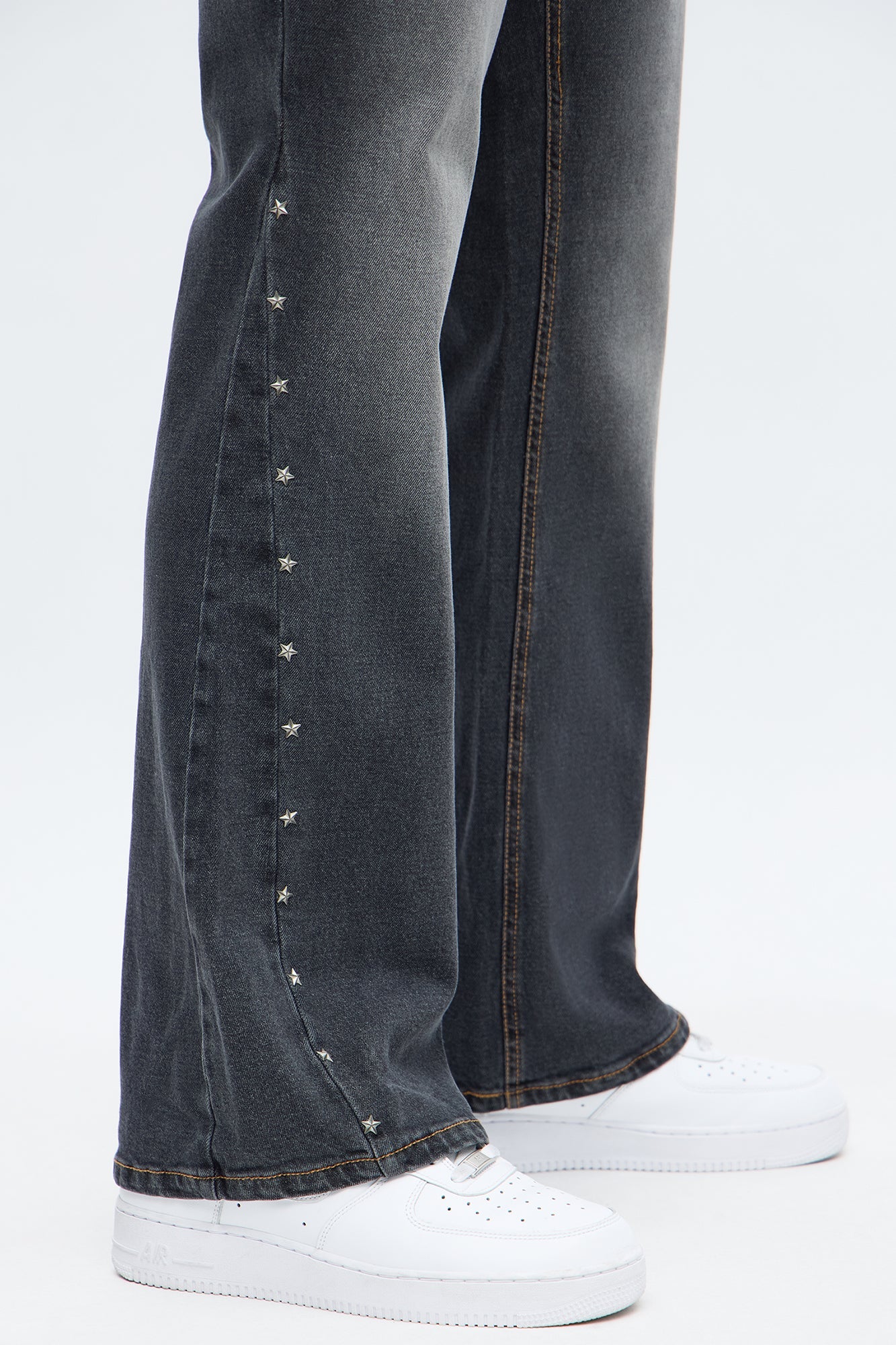 Stacked Skinny Flare Star Of The Show Studded Jean - Black Wash