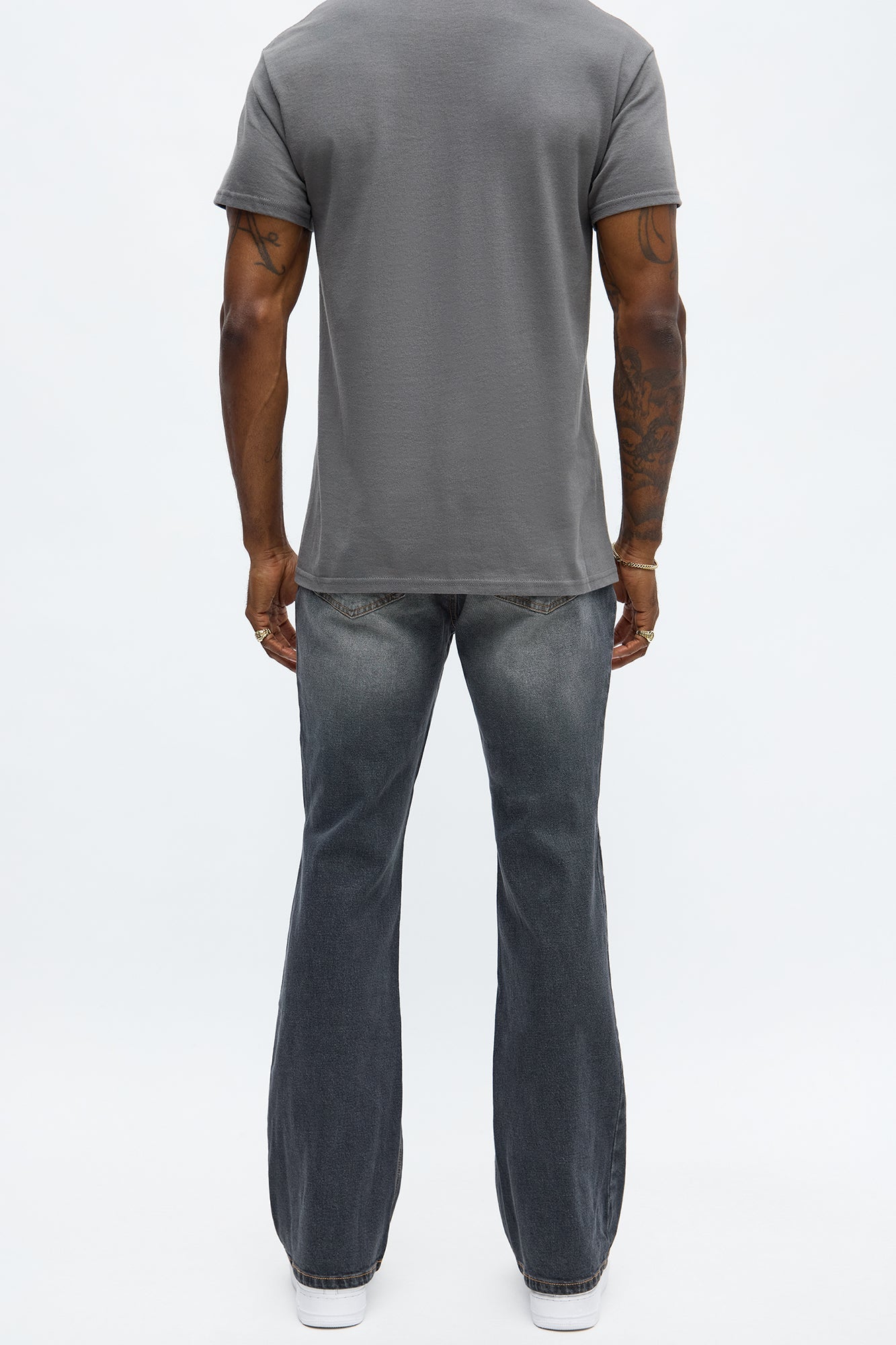 Stacked Skinny Flare Star Of The Show Studded Jean - Black Wash