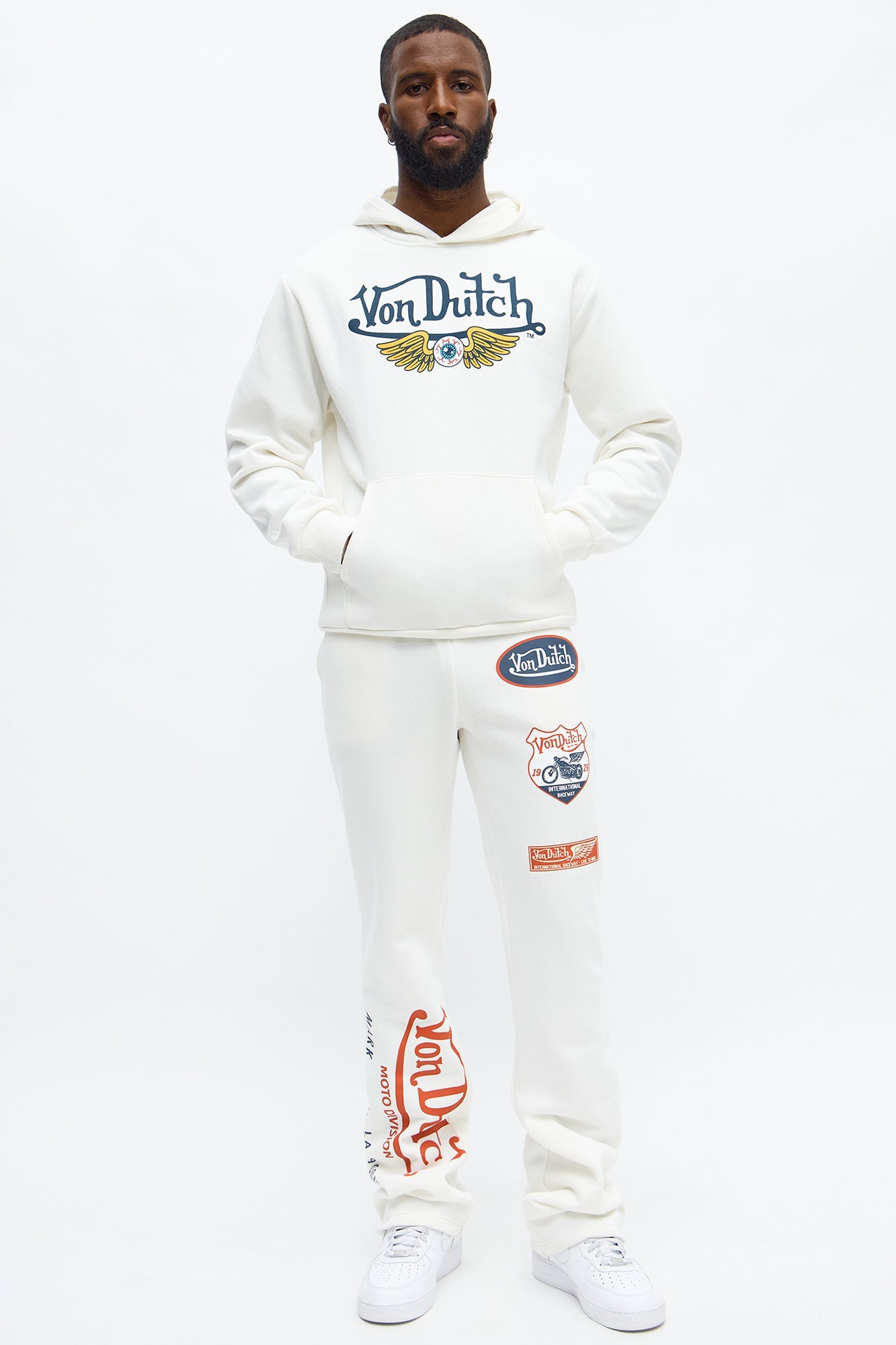 Von Dutch Pinstriped Hoodie - Cream