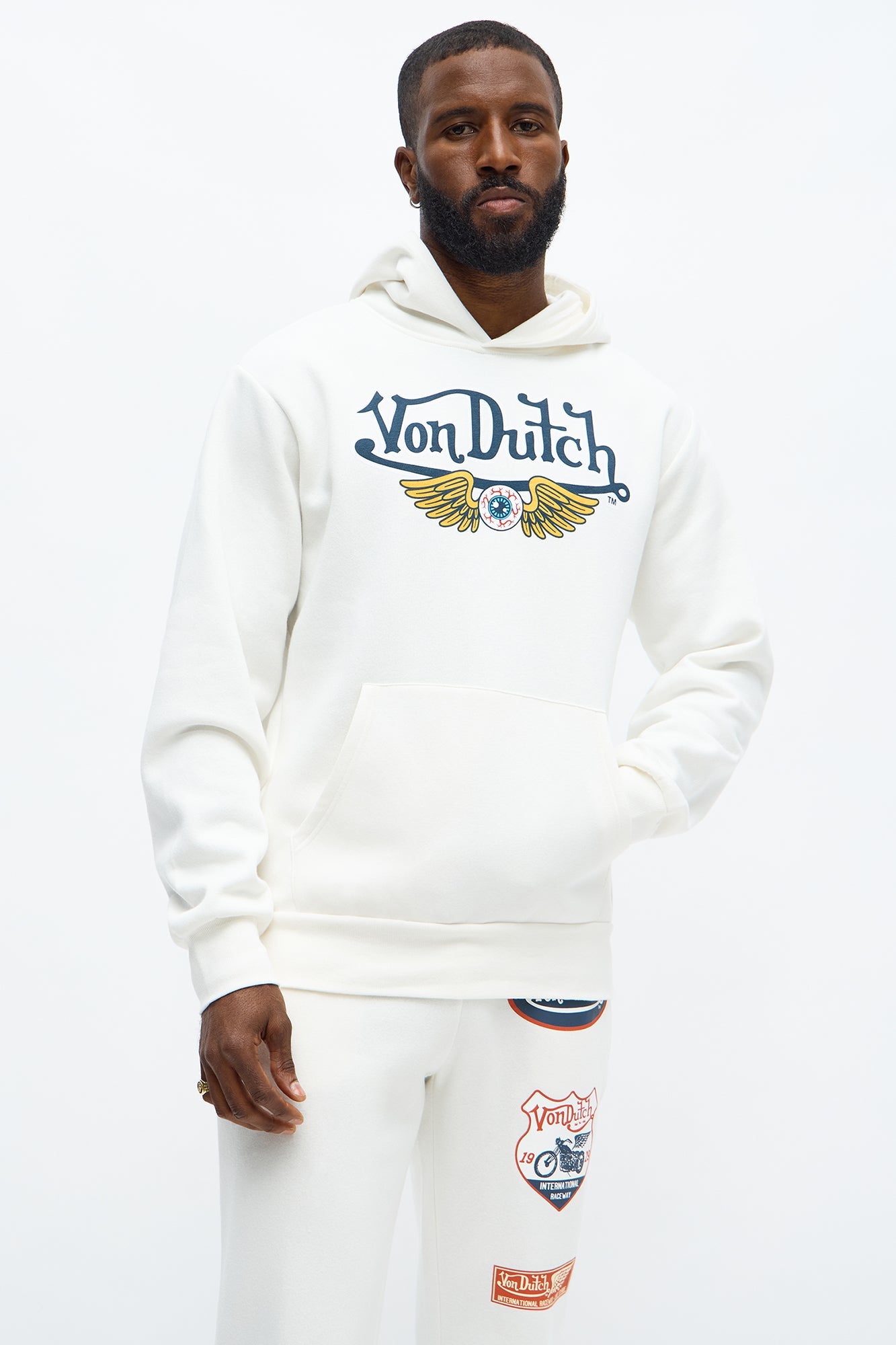 Von Dutch Pinstriped Hoodie - Cream