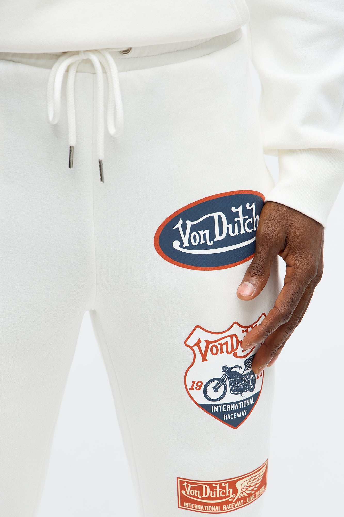 Von Dutch Pinstriped Flared Sweatpants - Cream