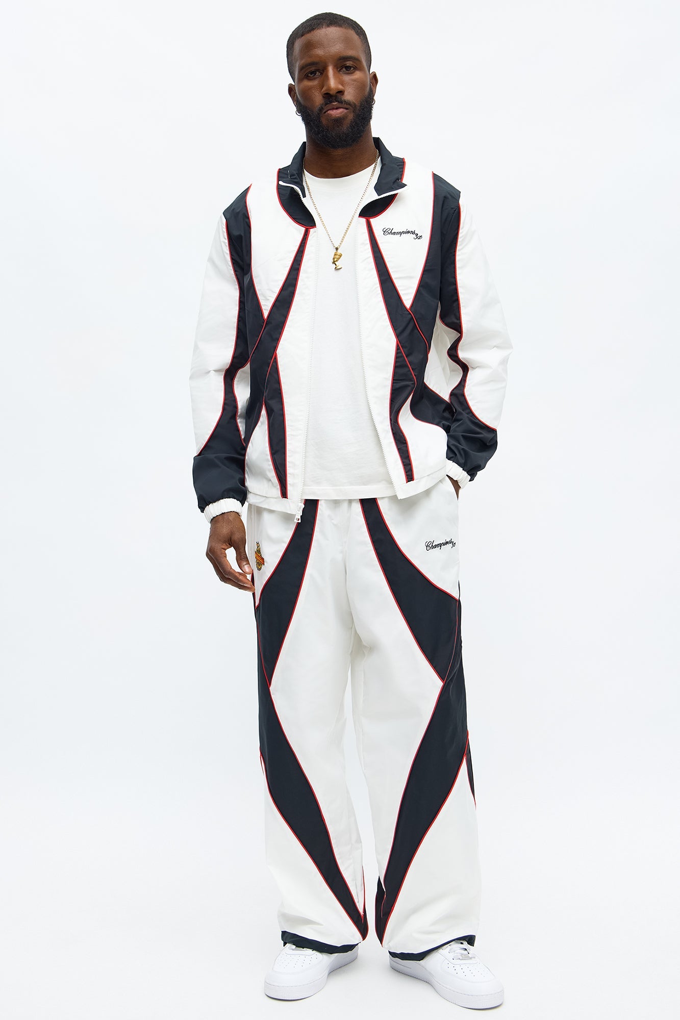 Baggy International Champions Color Blocked Track Pant - Black/White