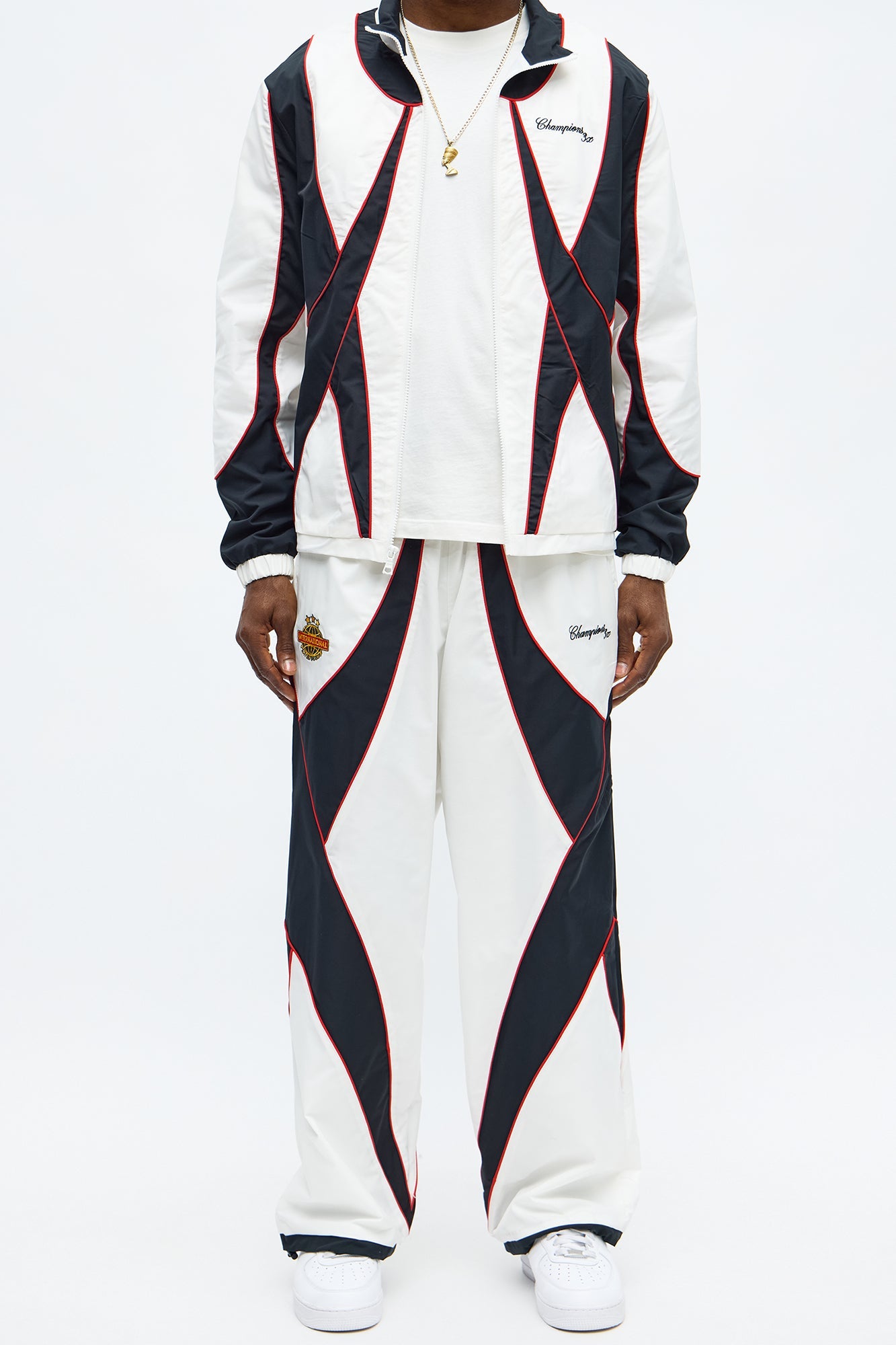 Baggy International Champions Color Blocked Track Pant - Black/White