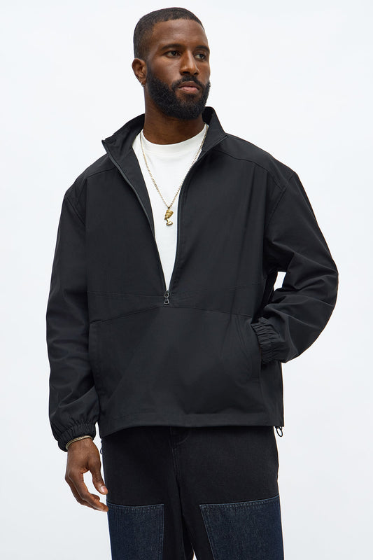 Cedric Half Zip Tech Anorak Jacket - Black