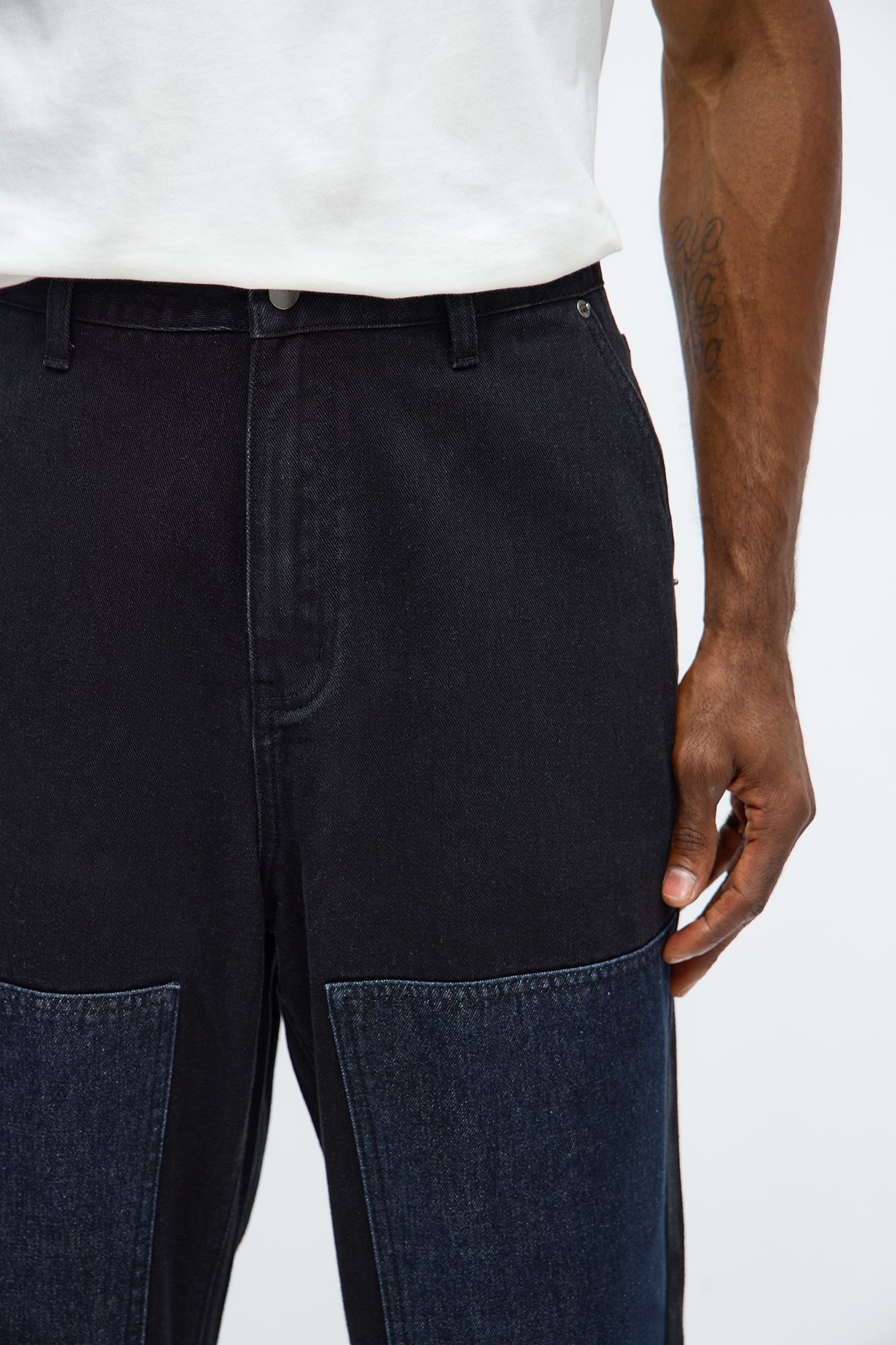 Baggy Raw Panel Jean - Black