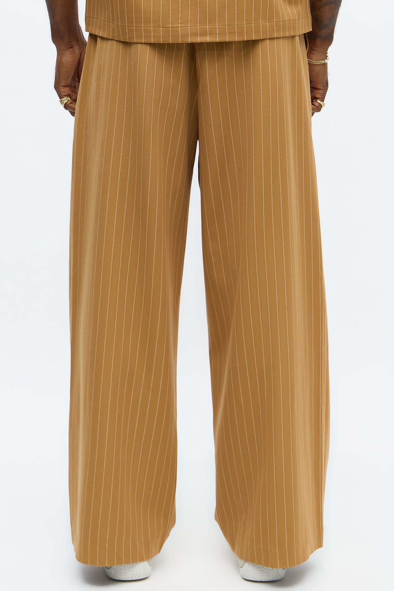 Wide Leg Straight Striped Trouser - Yellow